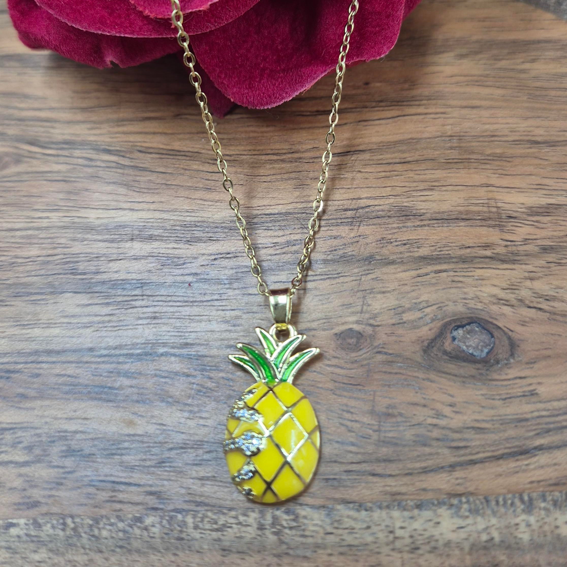 Pineapple Pendant chainfor Women | Cute Tropical Fruit pendant Gold Chain
