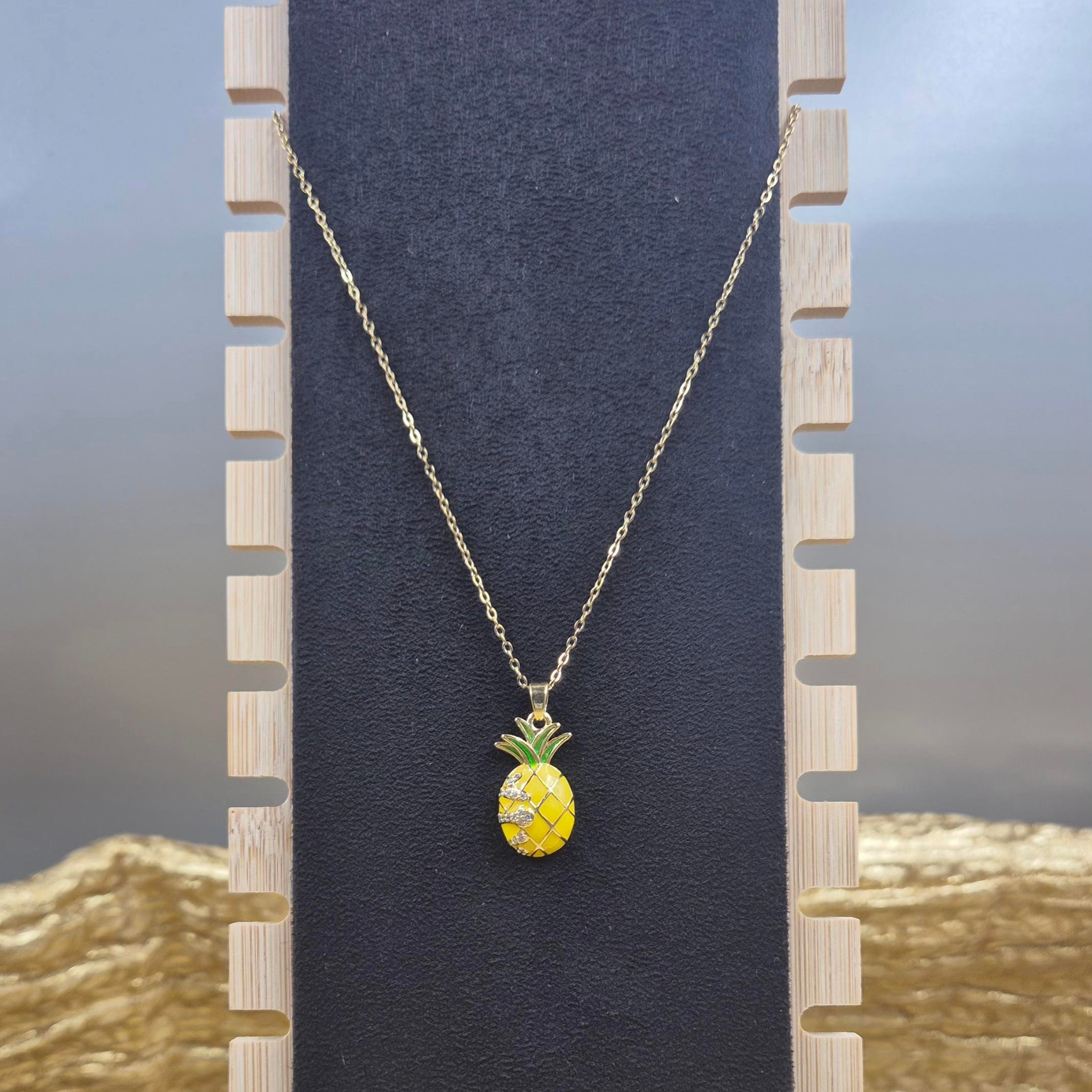 Pineapple Pendant chainfor Women | Cute Tropical Fruit pendant Gold Chain