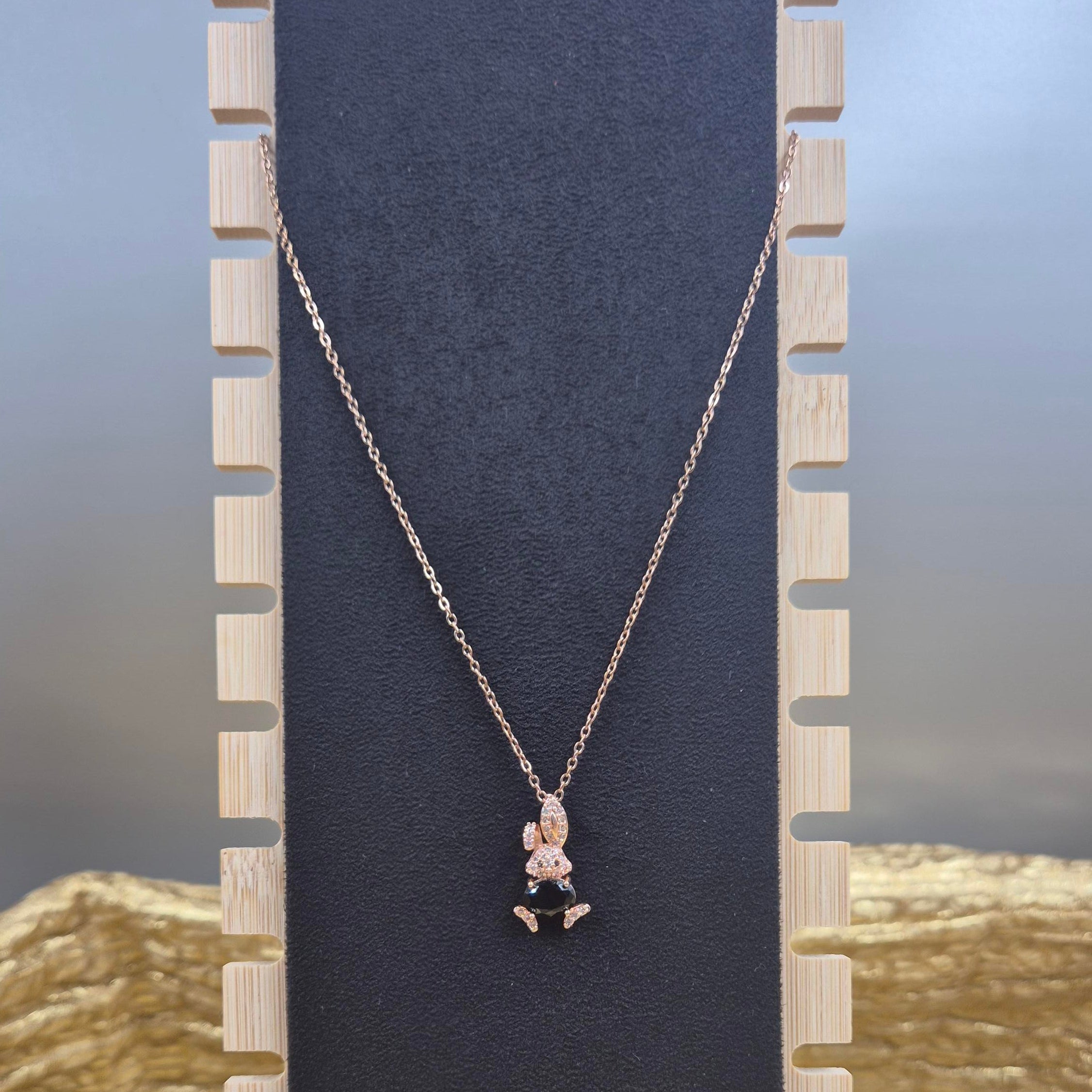 Cute Bunny Pendant chain for Women | Crystal Rabbit Charm Gold Chain