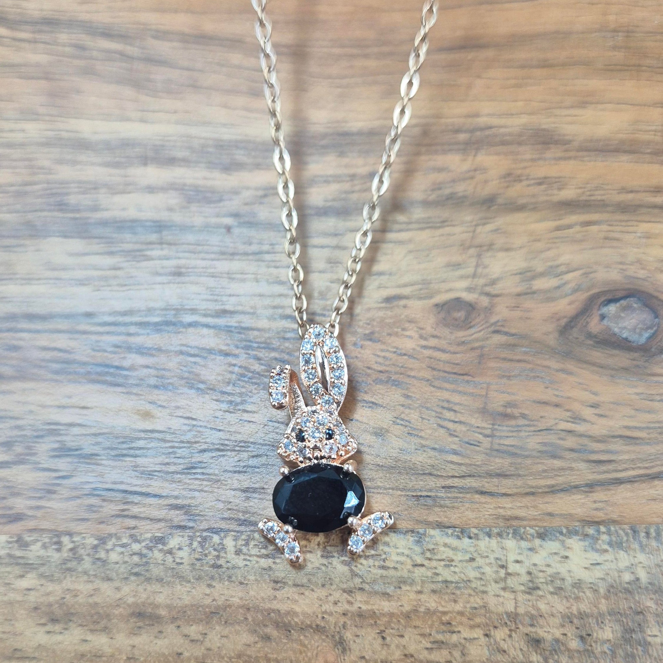 Cute Bunny Pendant chain for Women | Crystal Rabbit Charm Gold Chain