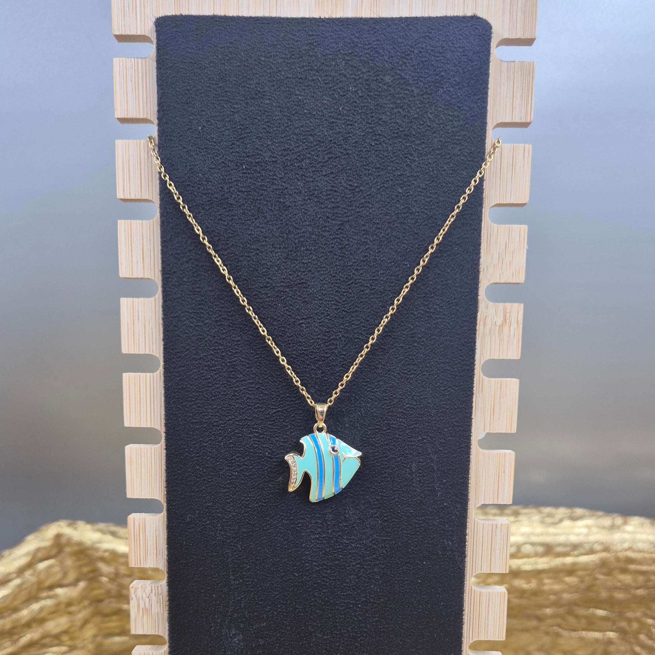 Blue Fish Pendant chain  for Women | Cute Ocean-Inspired Gold Chain