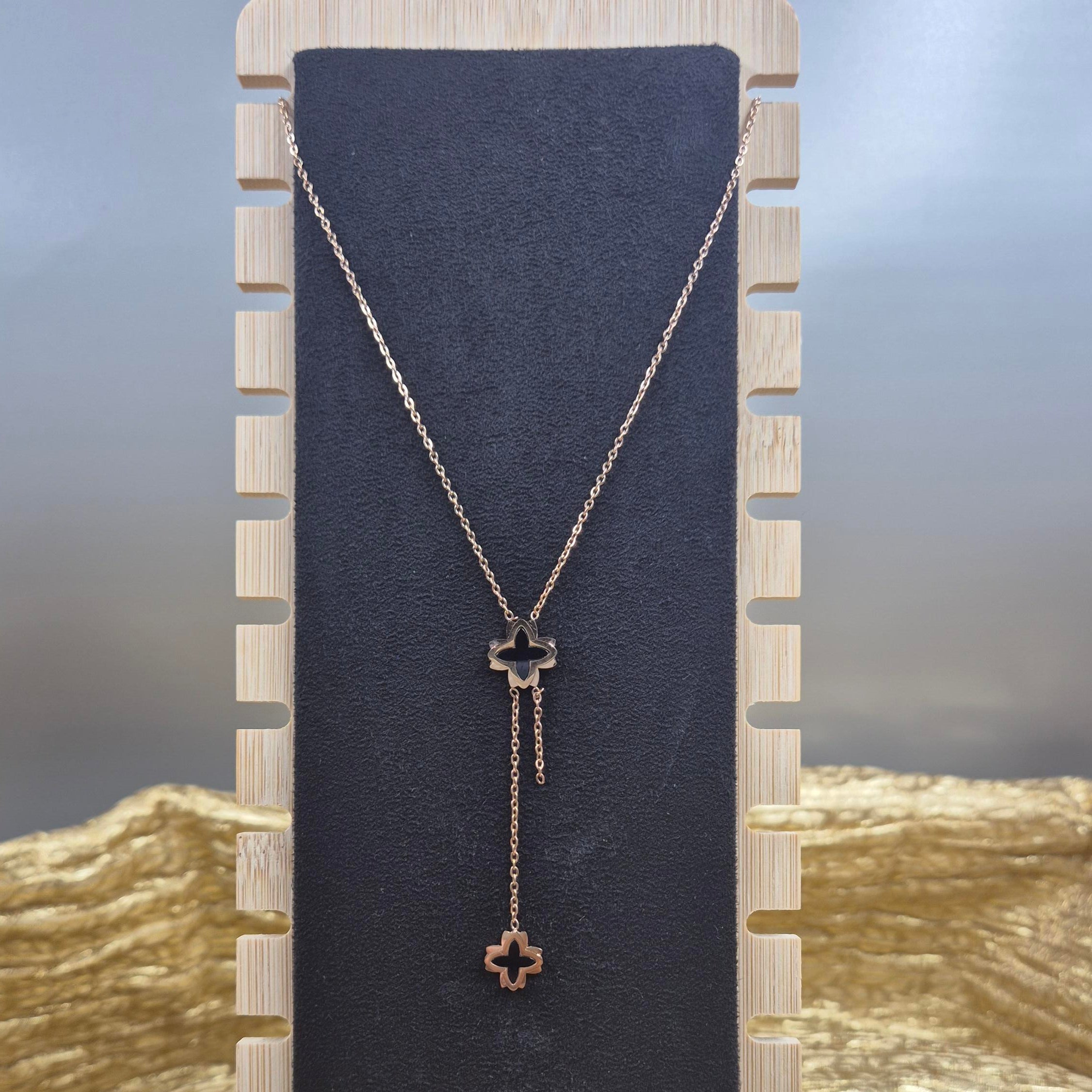 Black Butterfly Pendant Necklace for Women | Elegant Gold-Tone Butterfly Drop Necklace
