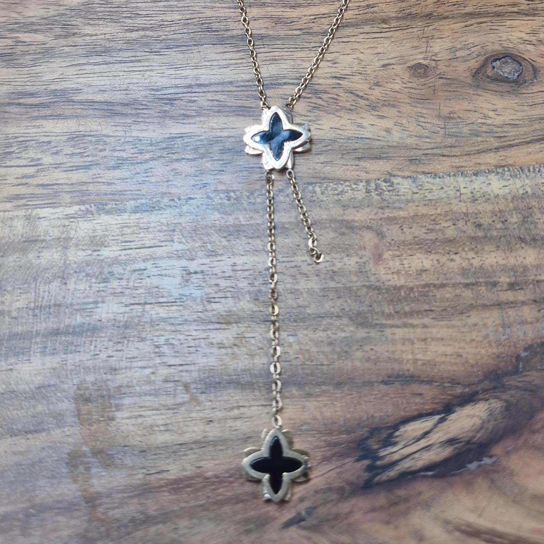 Black Butterfly Pendant Necklace for Women | Elegant Gold-Tone Butterfly Drop Necklace