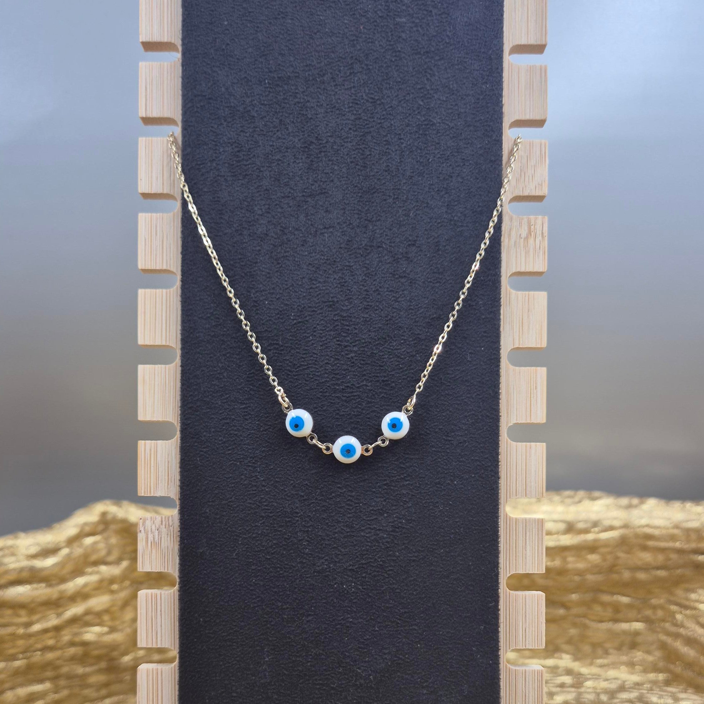 Triple Evil Eye chain for Women | Gold-Tone Nazar Protection Charm chain