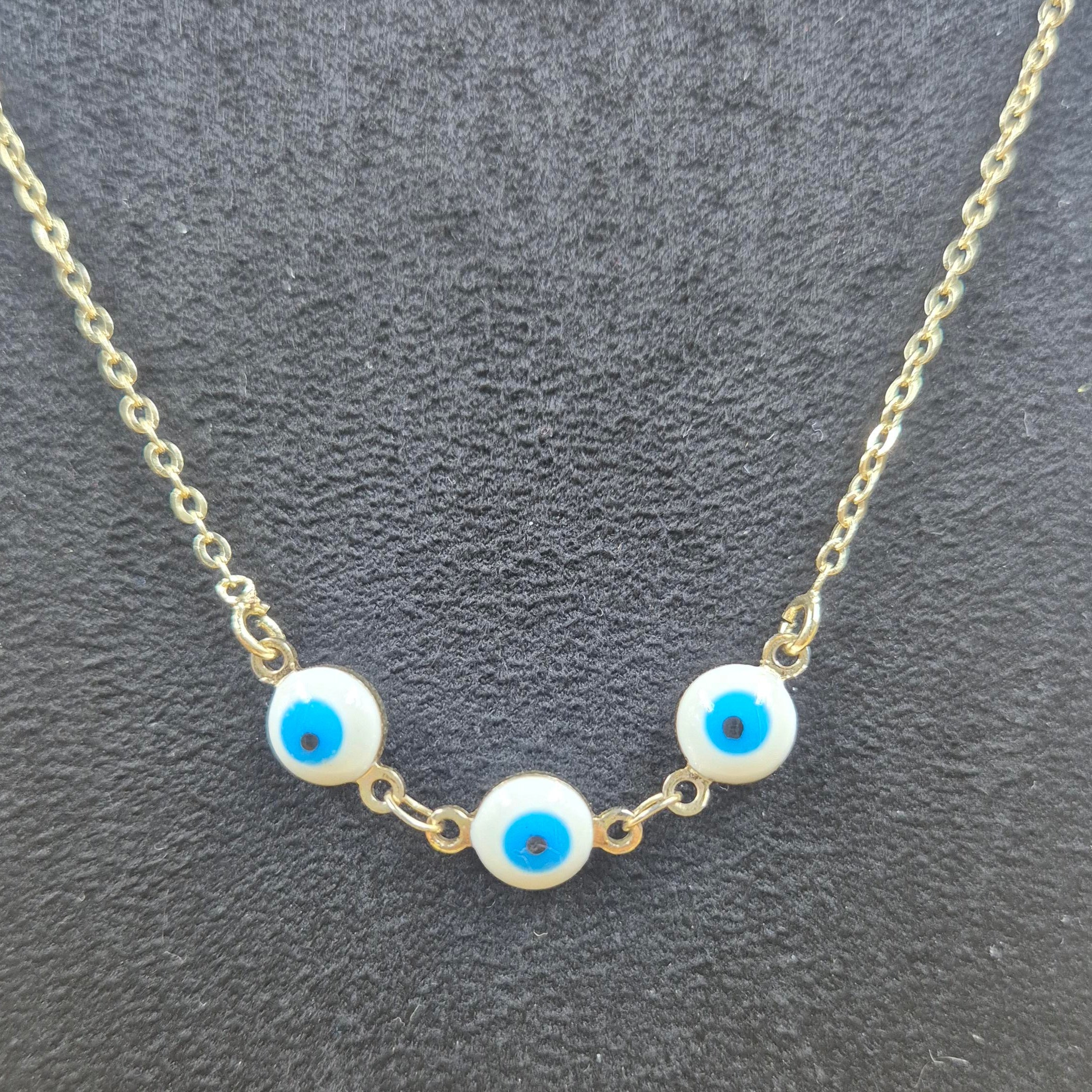 Triple Evil Eye chain for Women | Gold-Tone Nazar Protection Charm chain