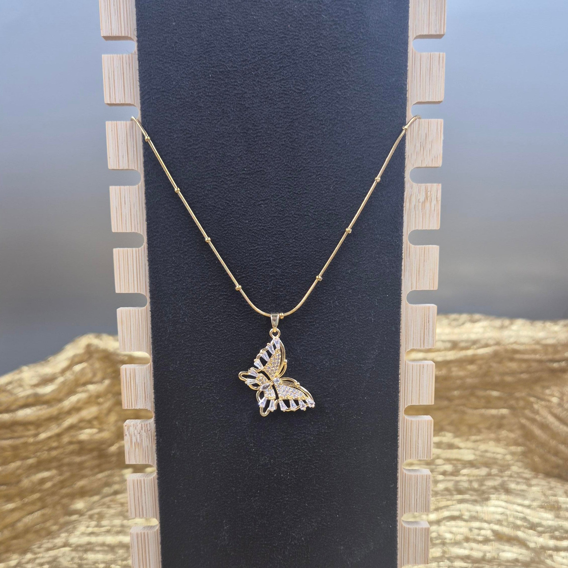 Luxury Butterfly Crystal Pendant chain for Women | Gold-Tone Butterfly Charm Jewelry