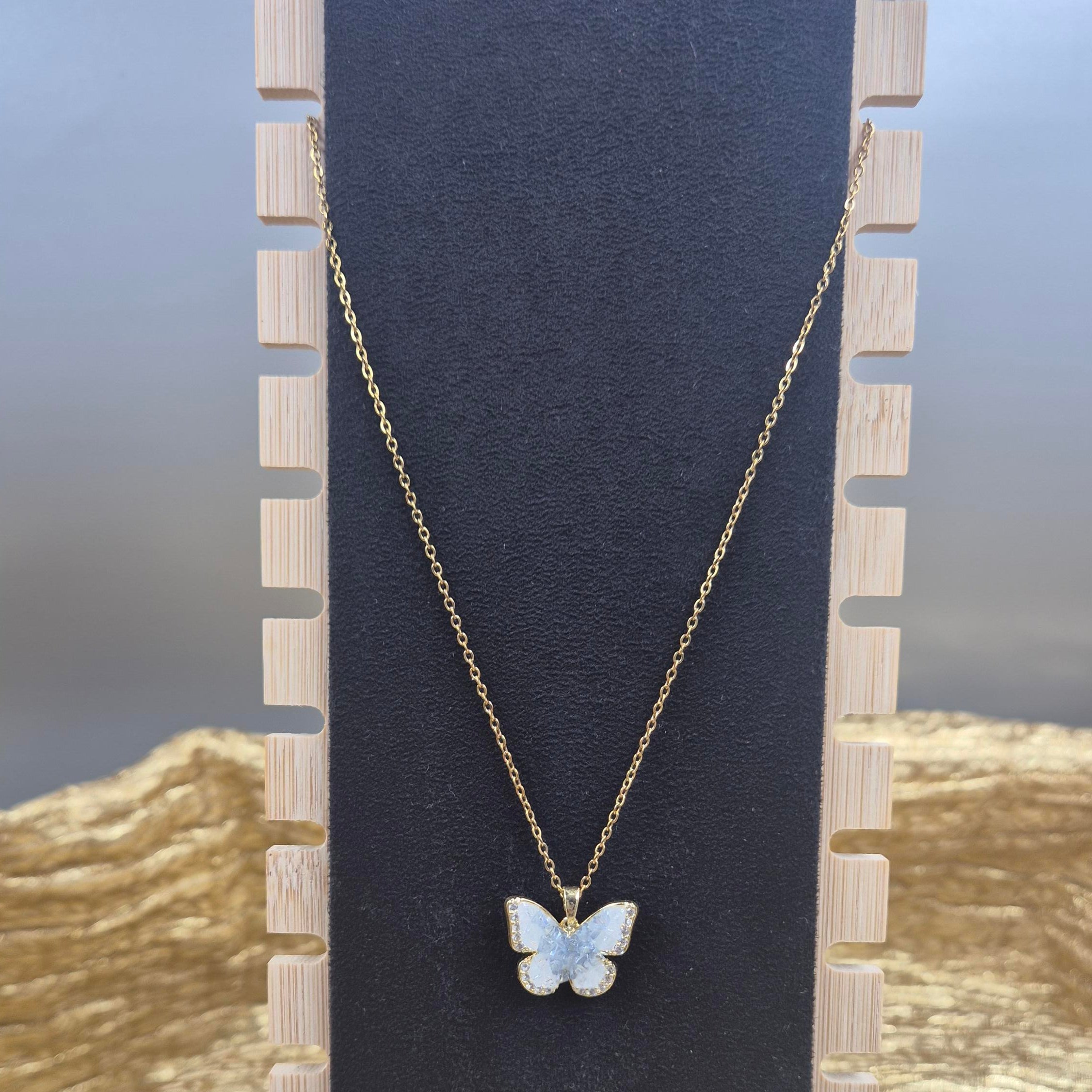 Elegant Butterfly Crystal Pendant chain for Women | Gold-Tone Butterfly Charm Necklace