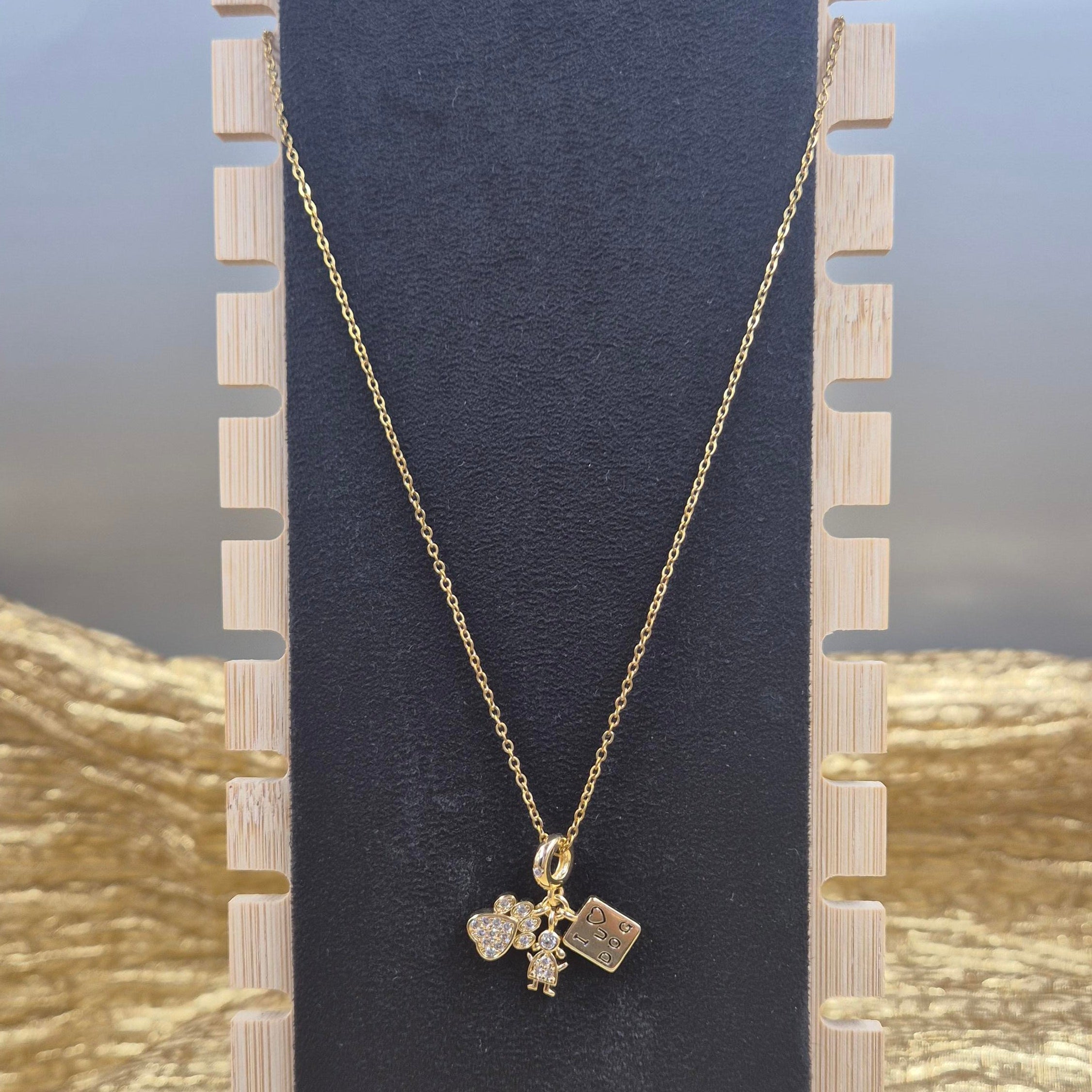 Cute Charm Pendant chain for Women | Gold-Tone Heart & Girl Charm Chain