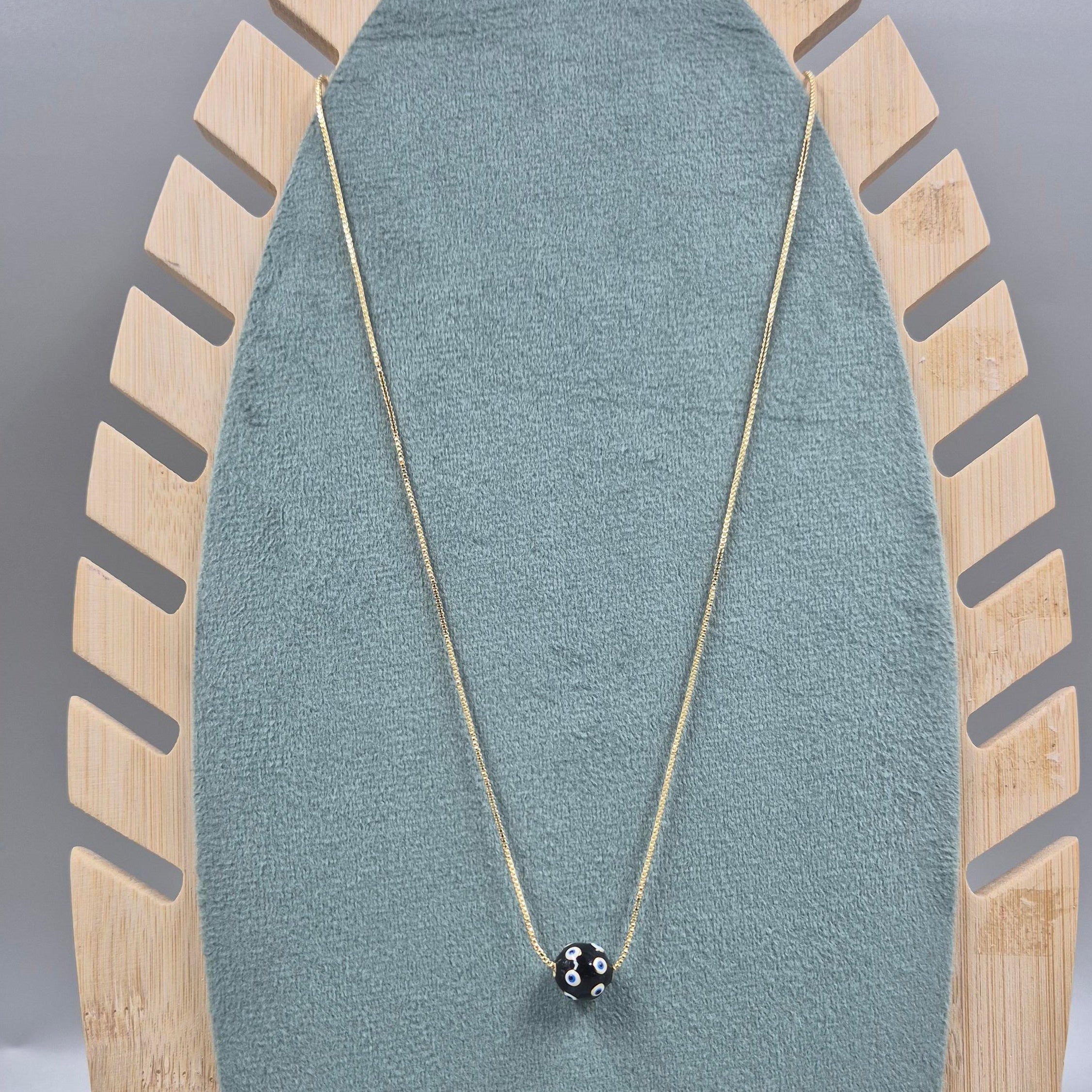 Minimal Evil Eye Bead chain in ball shape for Women | Gold-Tone Nazar Protection Chain