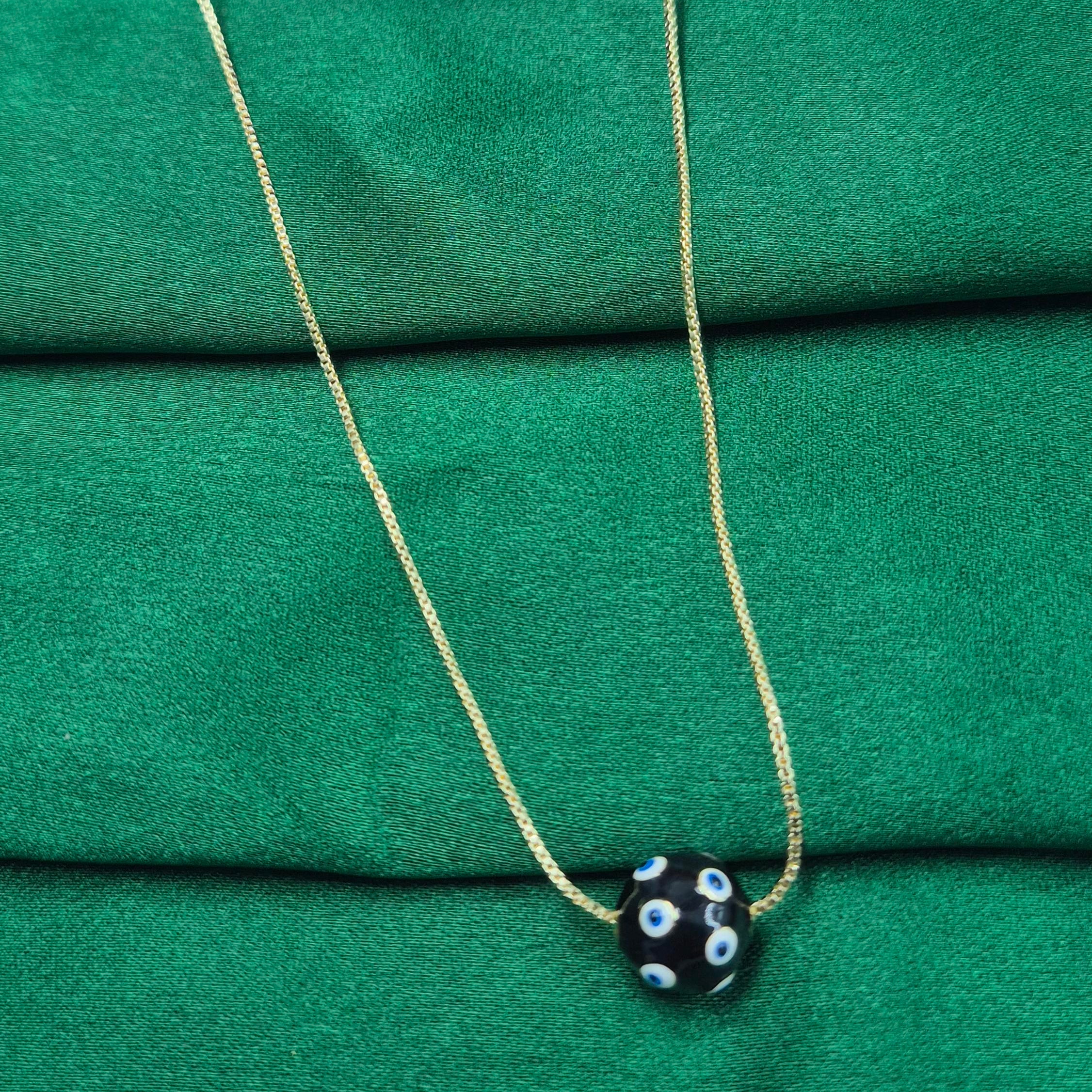 Minimal Evil Eye Bead chain in ball shape for Women | Gold-Tone Nazar Protection Chain