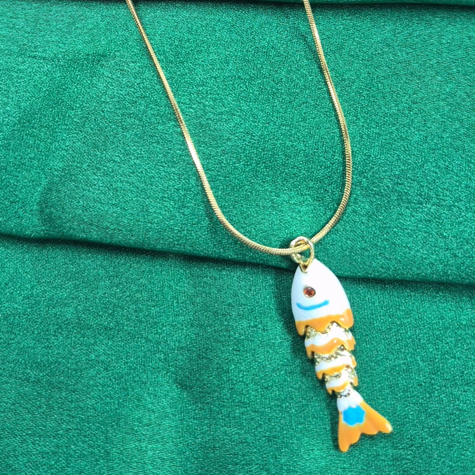 Cute Fish Pendant chain for Women & Girls | Gold-Tone Aesthetic Charm Chain