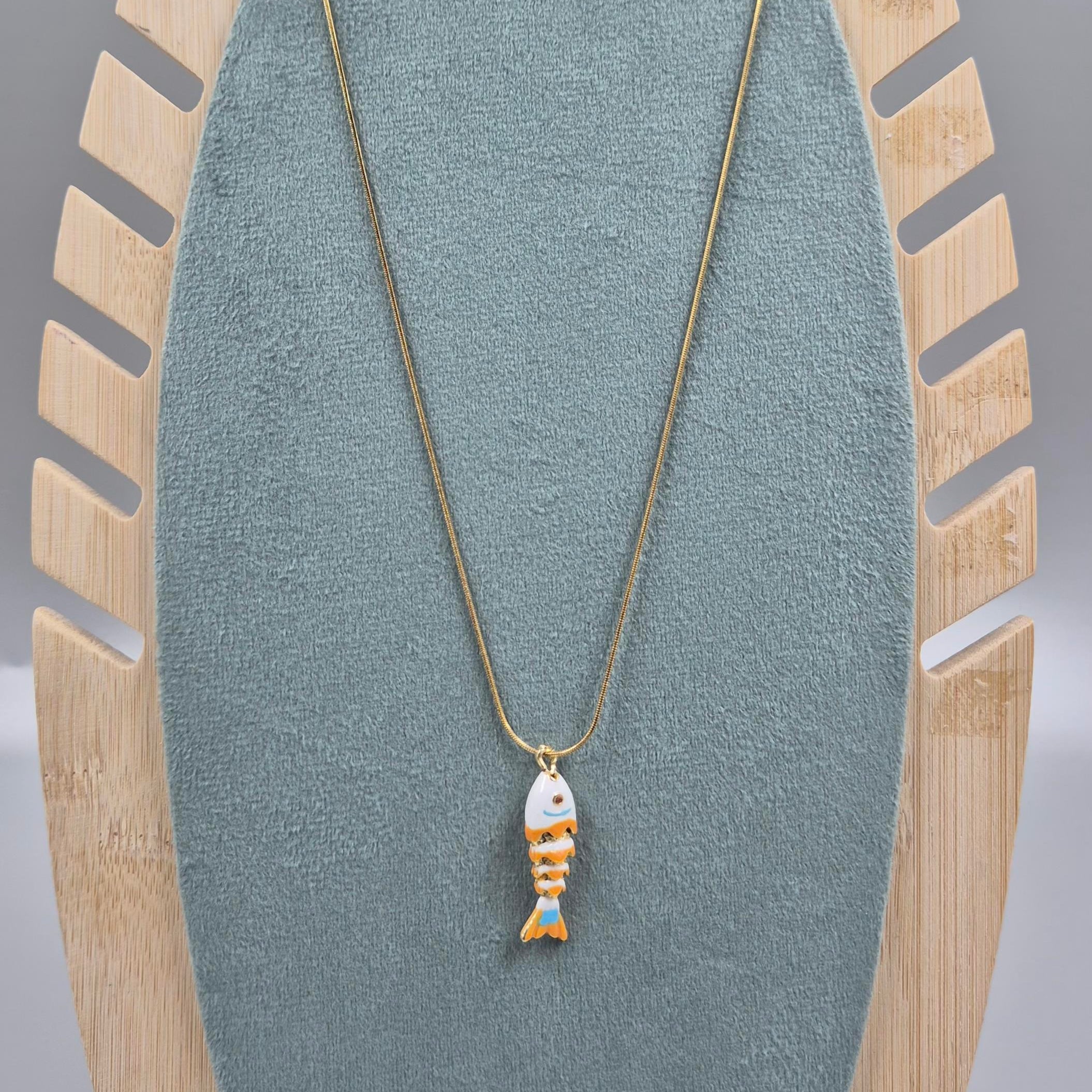 Cute Fish Pendant chain for Women & Girls | Gold-Tone Aesthetic Charm Chain