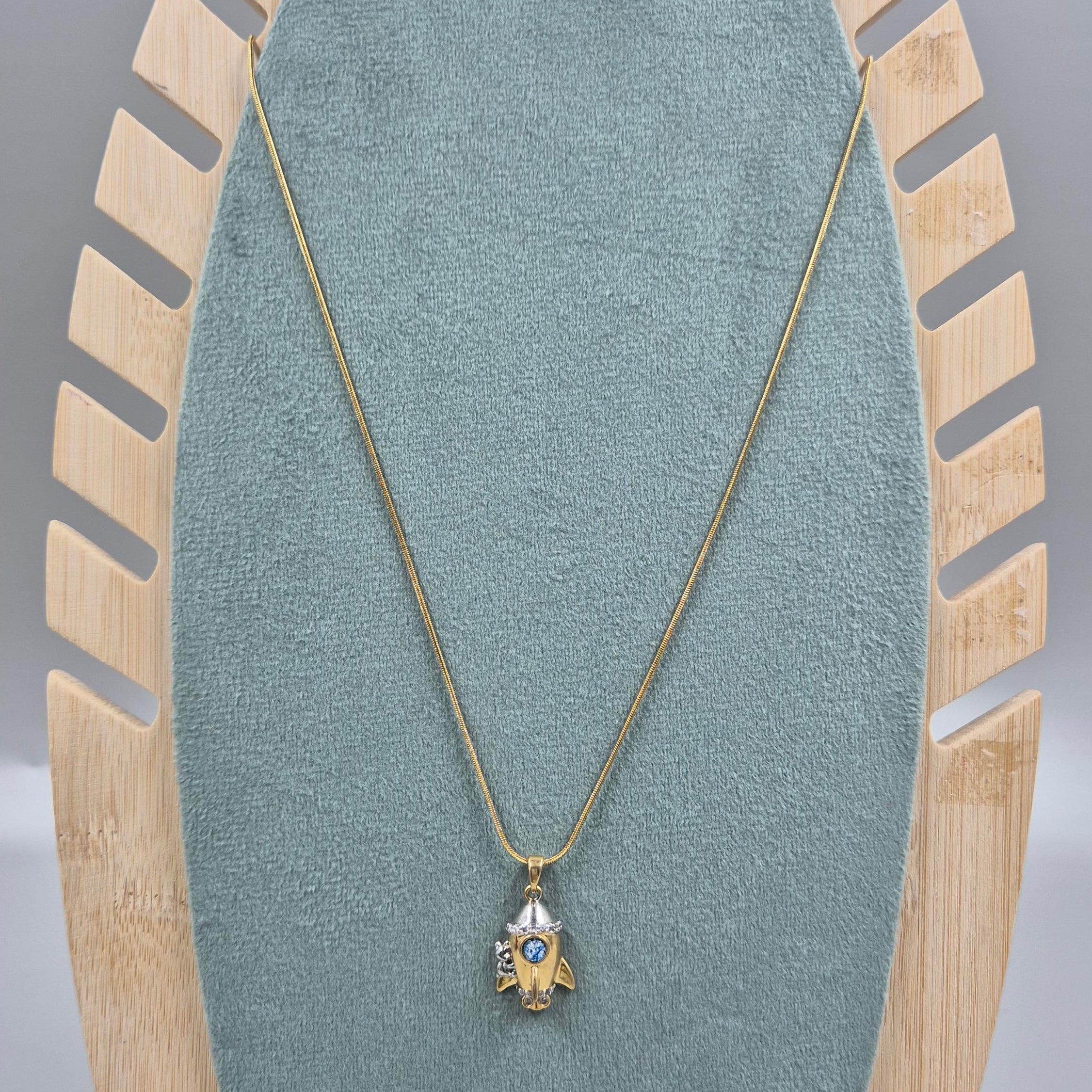 Rocket Pendant chain for Women & Girls | Gold-Tone Space-Inspired Charm Chain