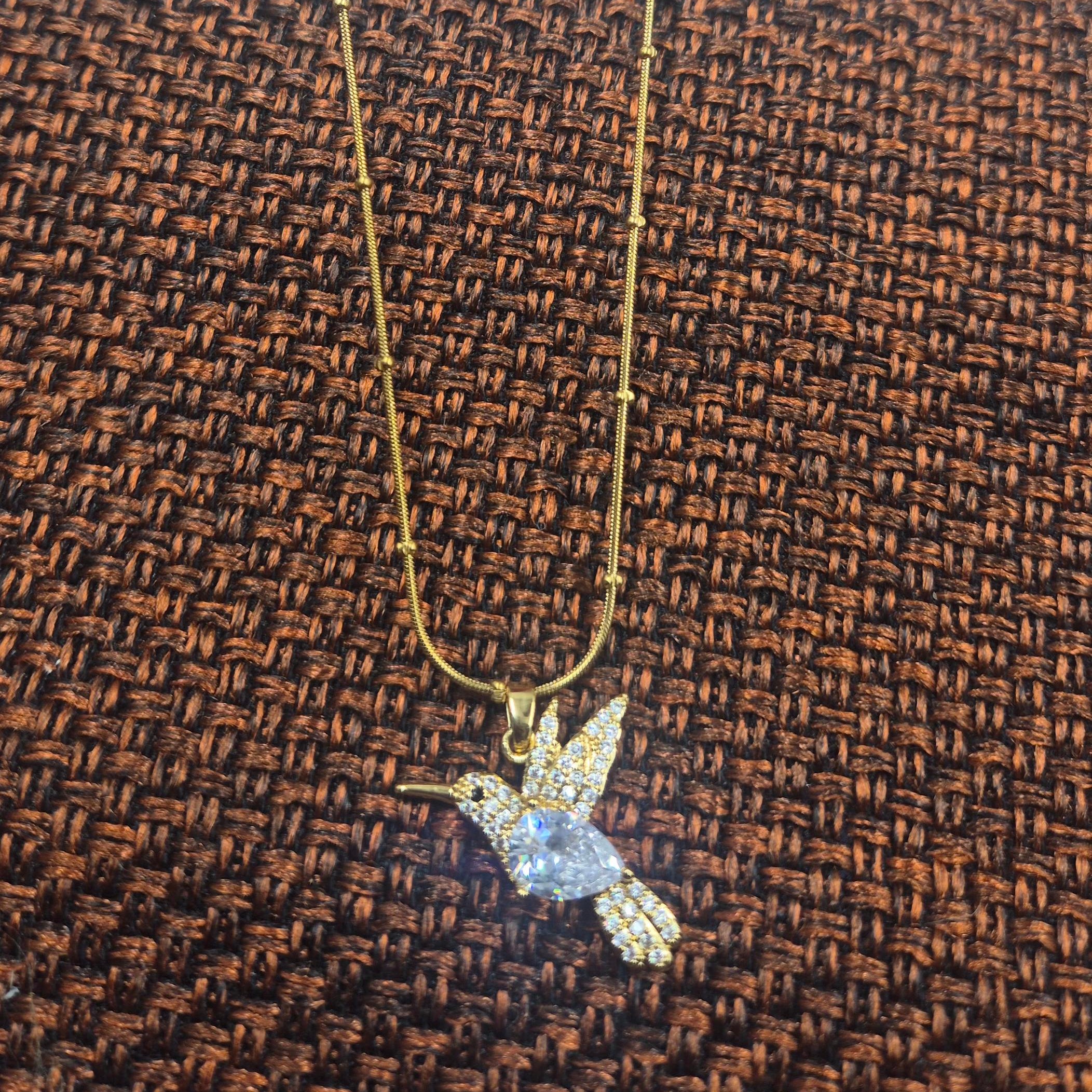 Elegant Crystal Bird Pendant chain for Women | Gold-Tone Sparkling Charm Chain