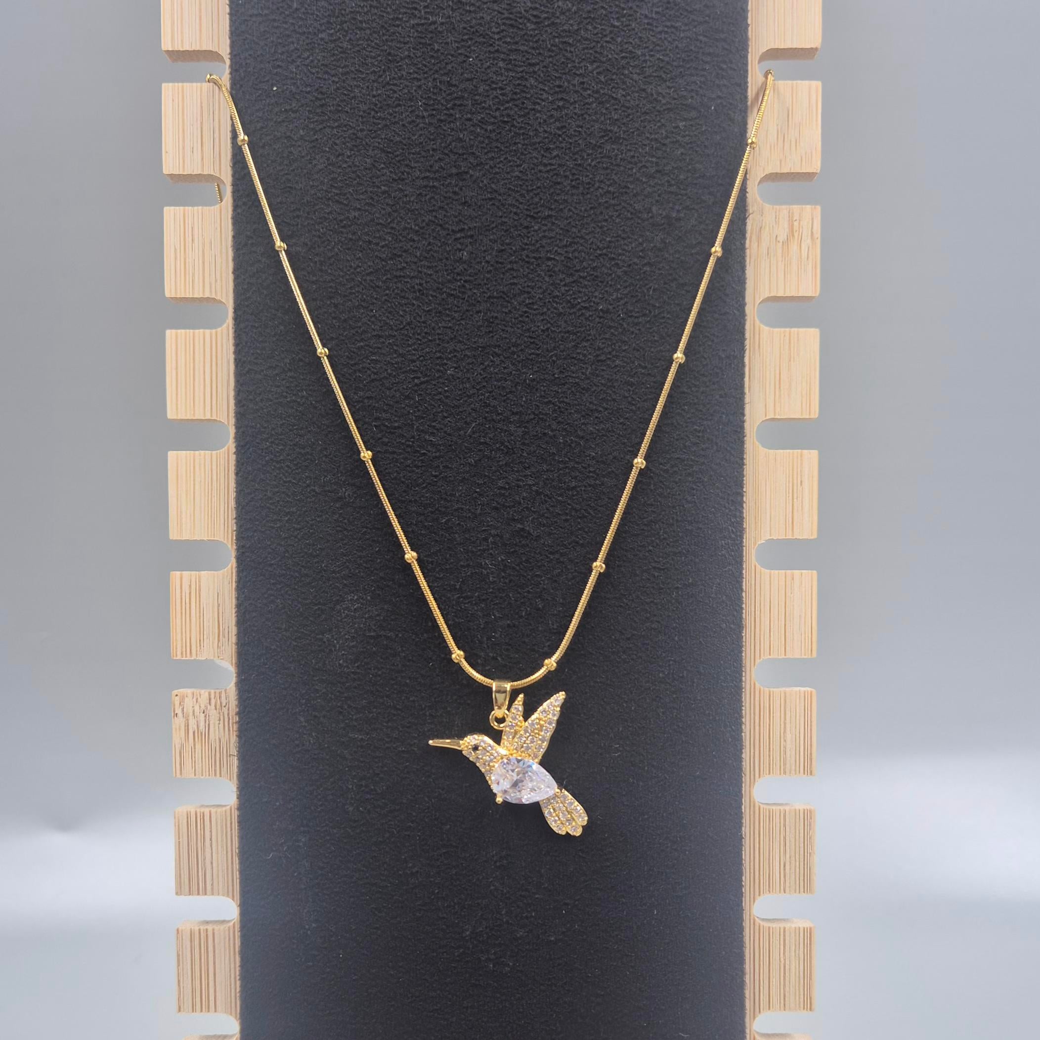 Elegant Crystal Bird Pendant chain for Women | Gold-Tone Sparkling Charm Chain