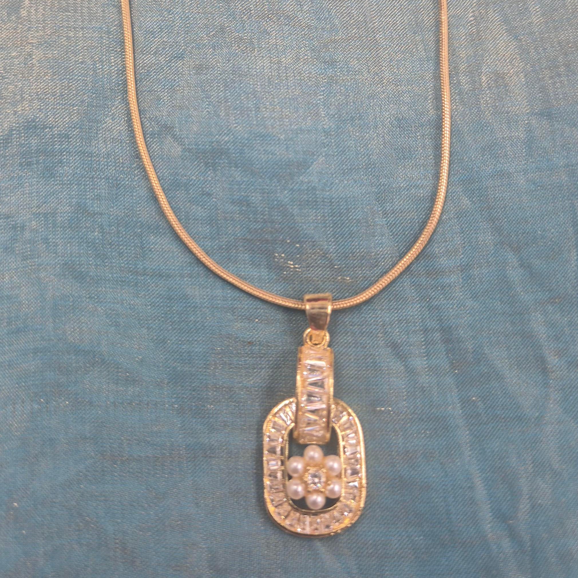 Elegant Pearl & Crystal Pendant chain for Women | Gold-Tone Snake Chain  SEO Product Description