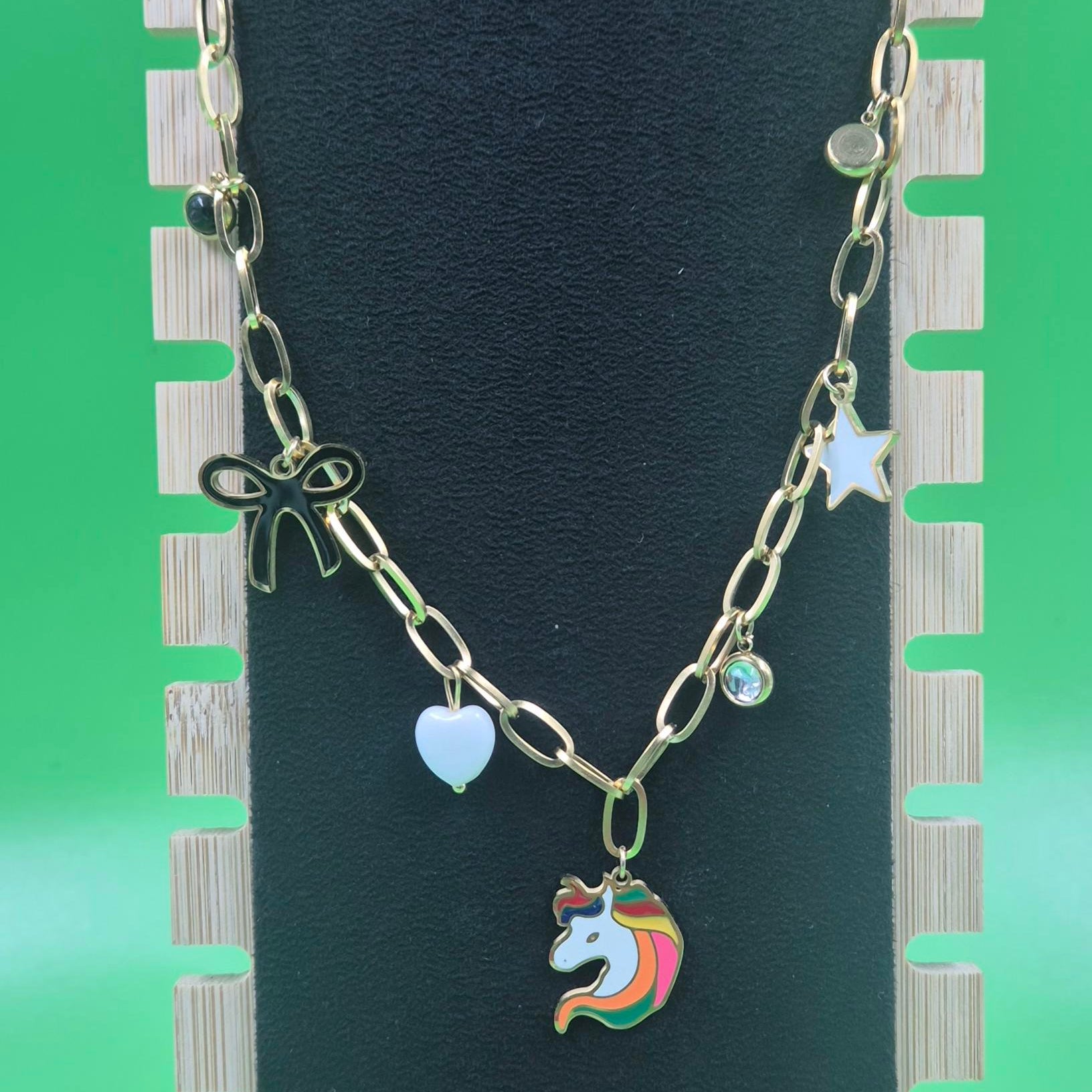 Cute Unicorn Charm pendant chain for Women & Girls | Gold-Tone Trendy Pendant Chain
