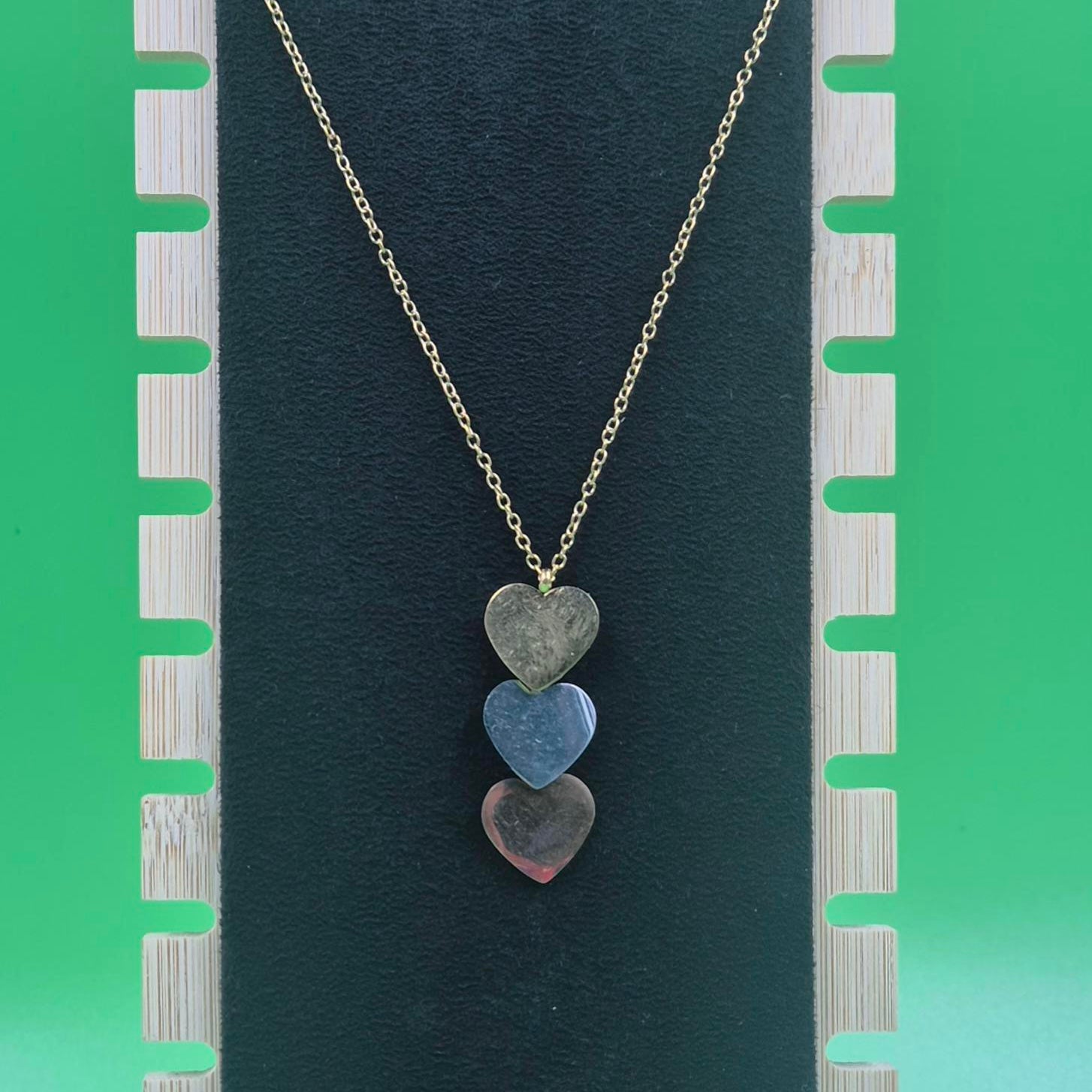 Triple Heart Pendant chain for Women | Elegant Gold-Tone Layered Heart Chain