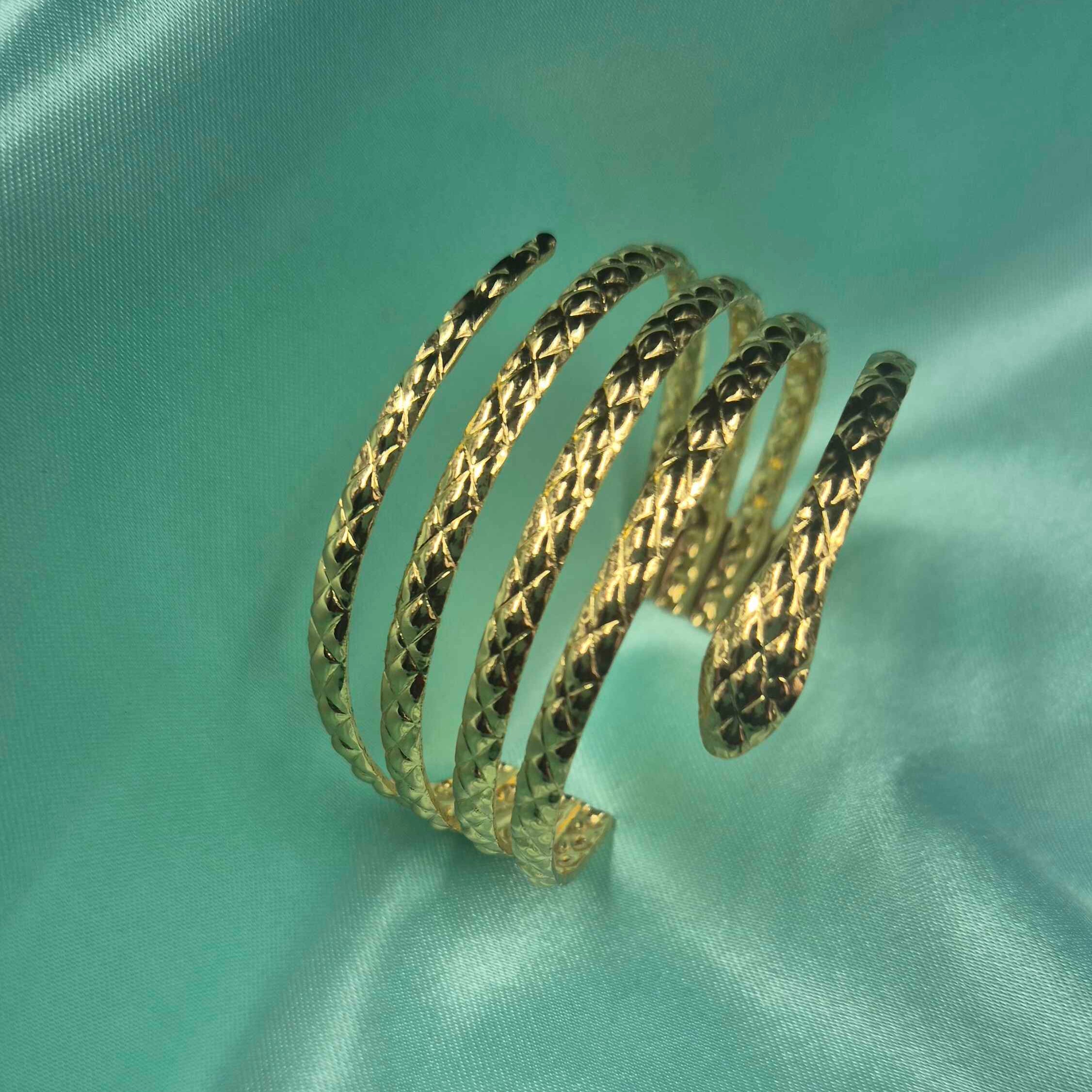 Elegant Gold Spiral Kada Bangle for Women | Adjustable Statement Bracelet