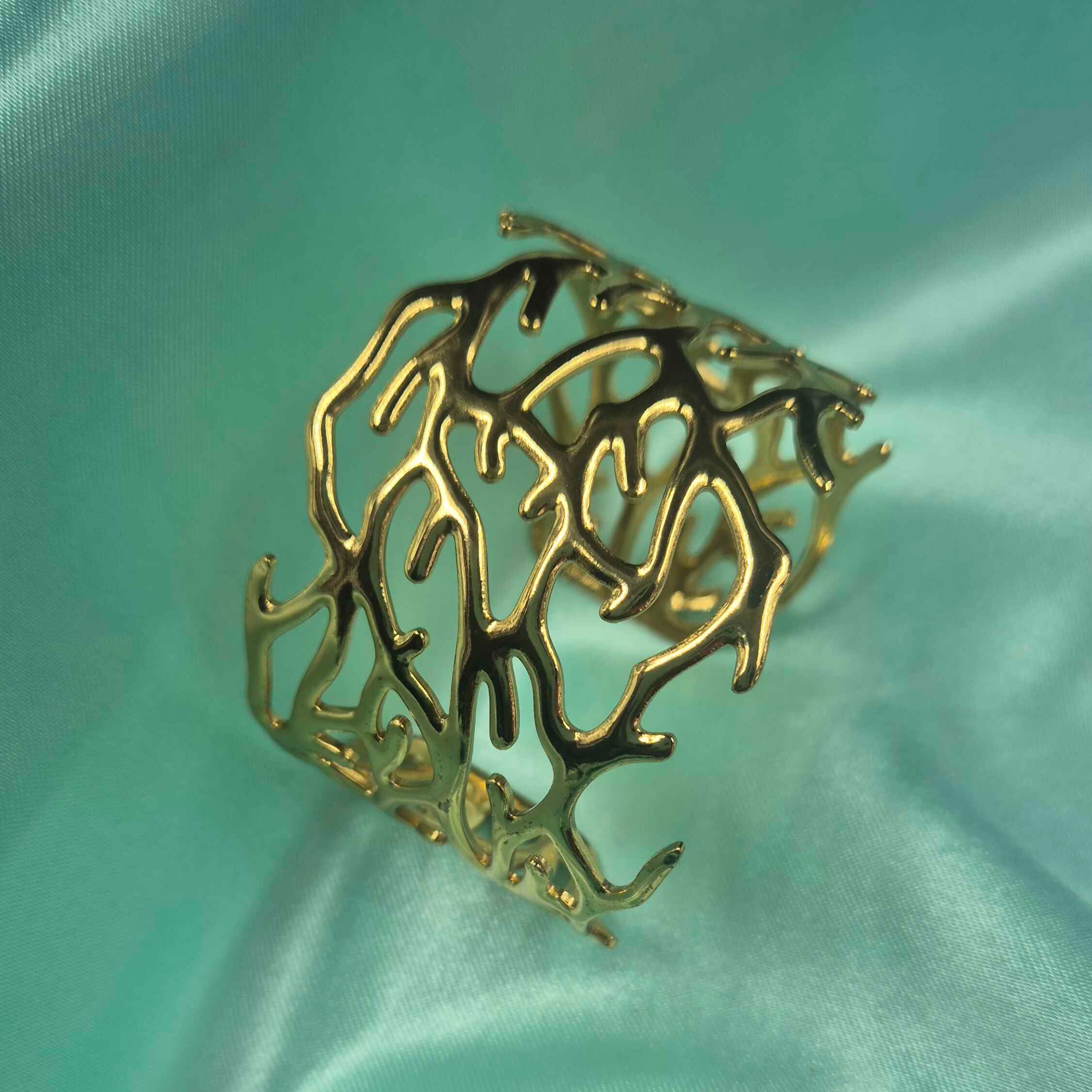 Designer Gold open work Pattern Kada Bangle for Women | Elegant Open Cuff Bracelet