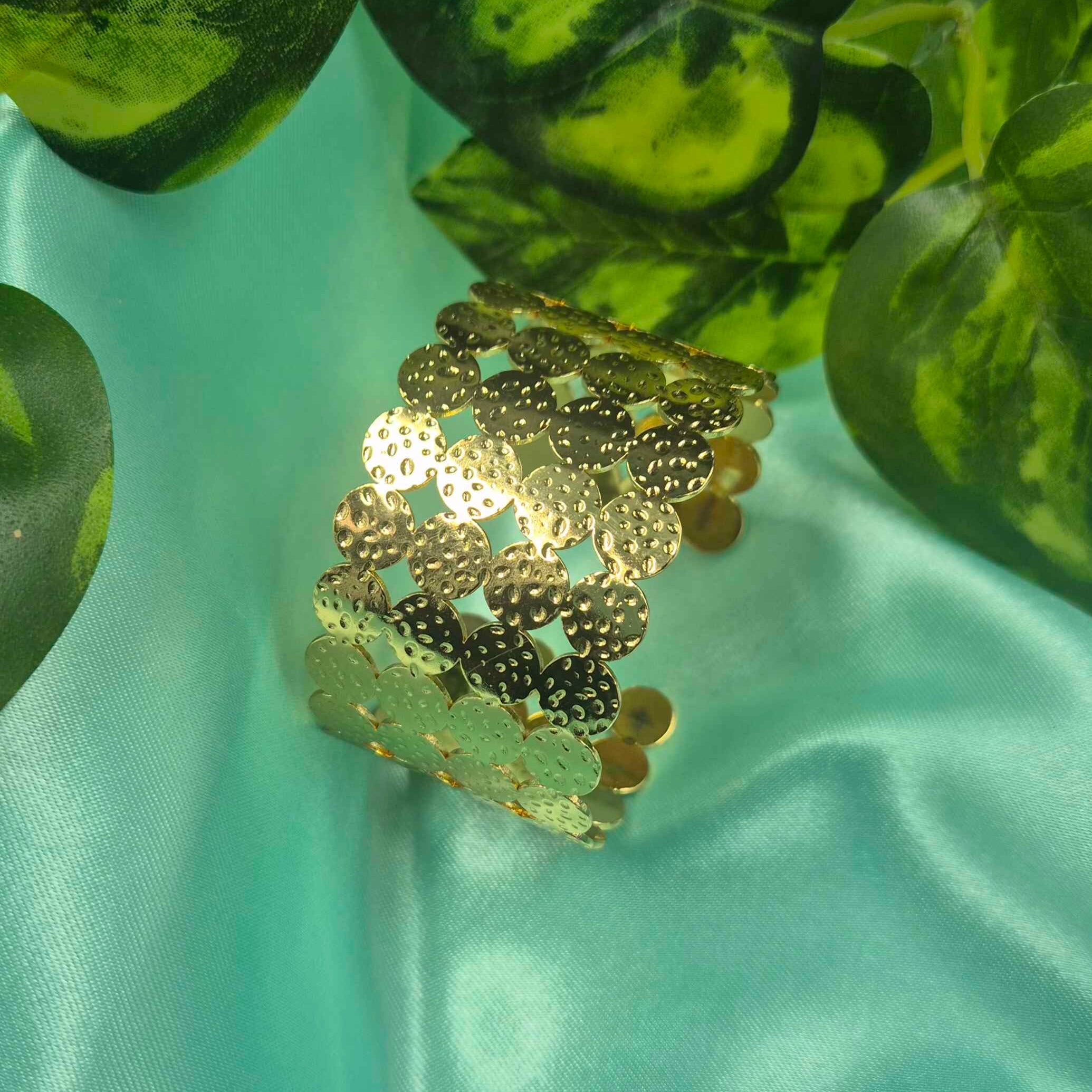 Stylish Gold Disc Kada Bangle for Women | Trendy Statement Cuff Bracelet