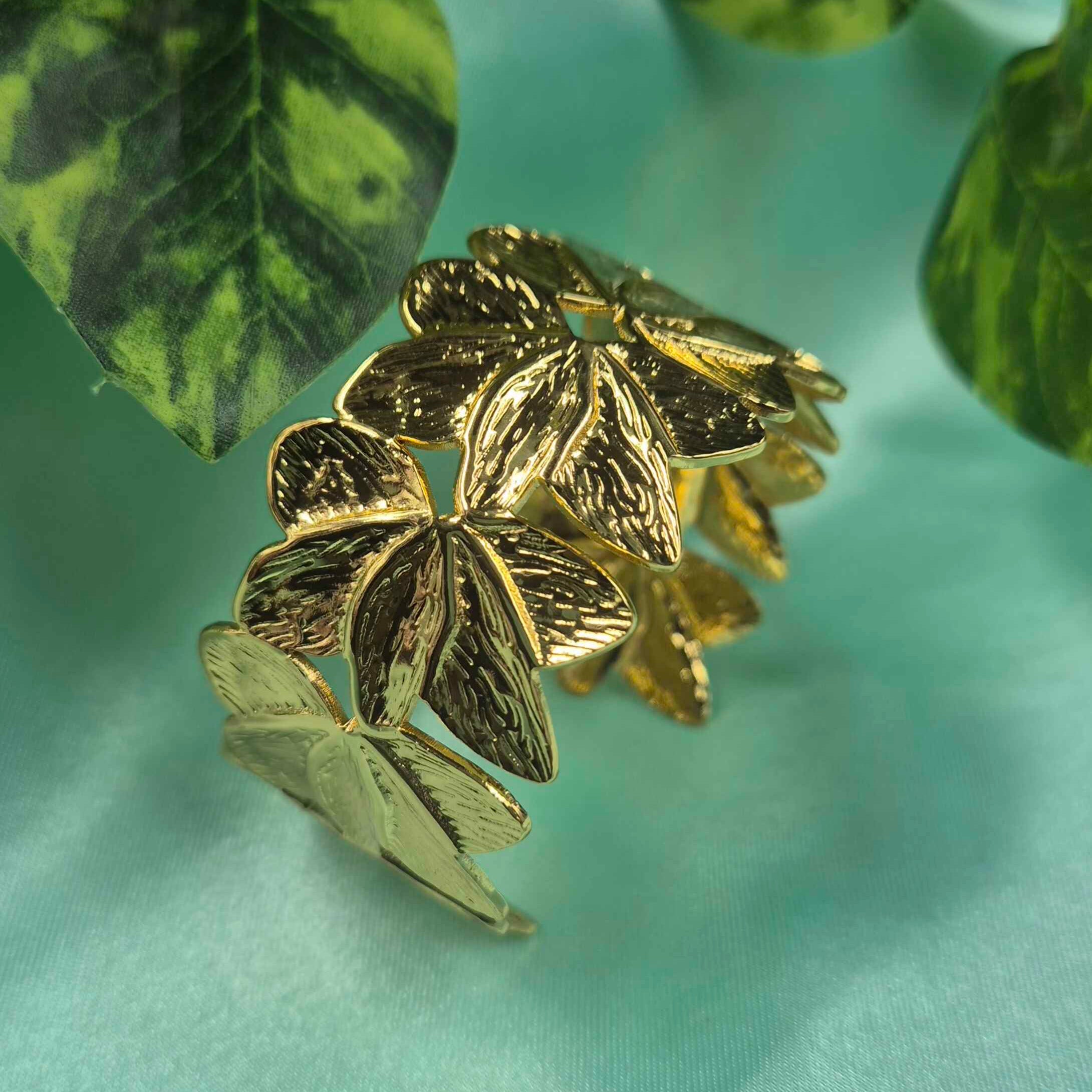 Golden Floral Statement  kada bangle bracelet for Women | Adjustable Elegant Party bracelet