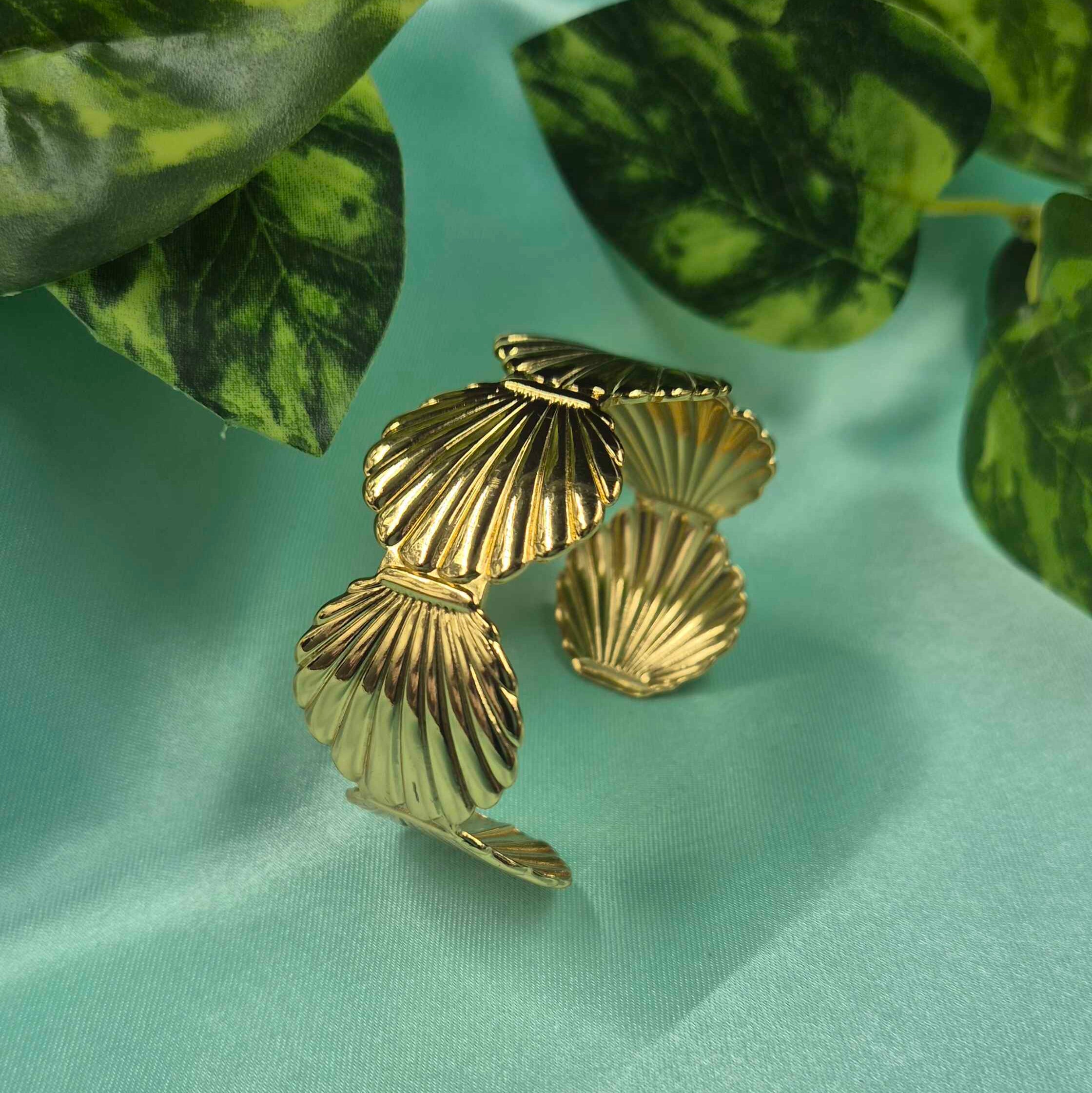 Elegant Gold-Tone Shell Design adjustable Kada Bangle for Women | Trendy Statement Bracelet