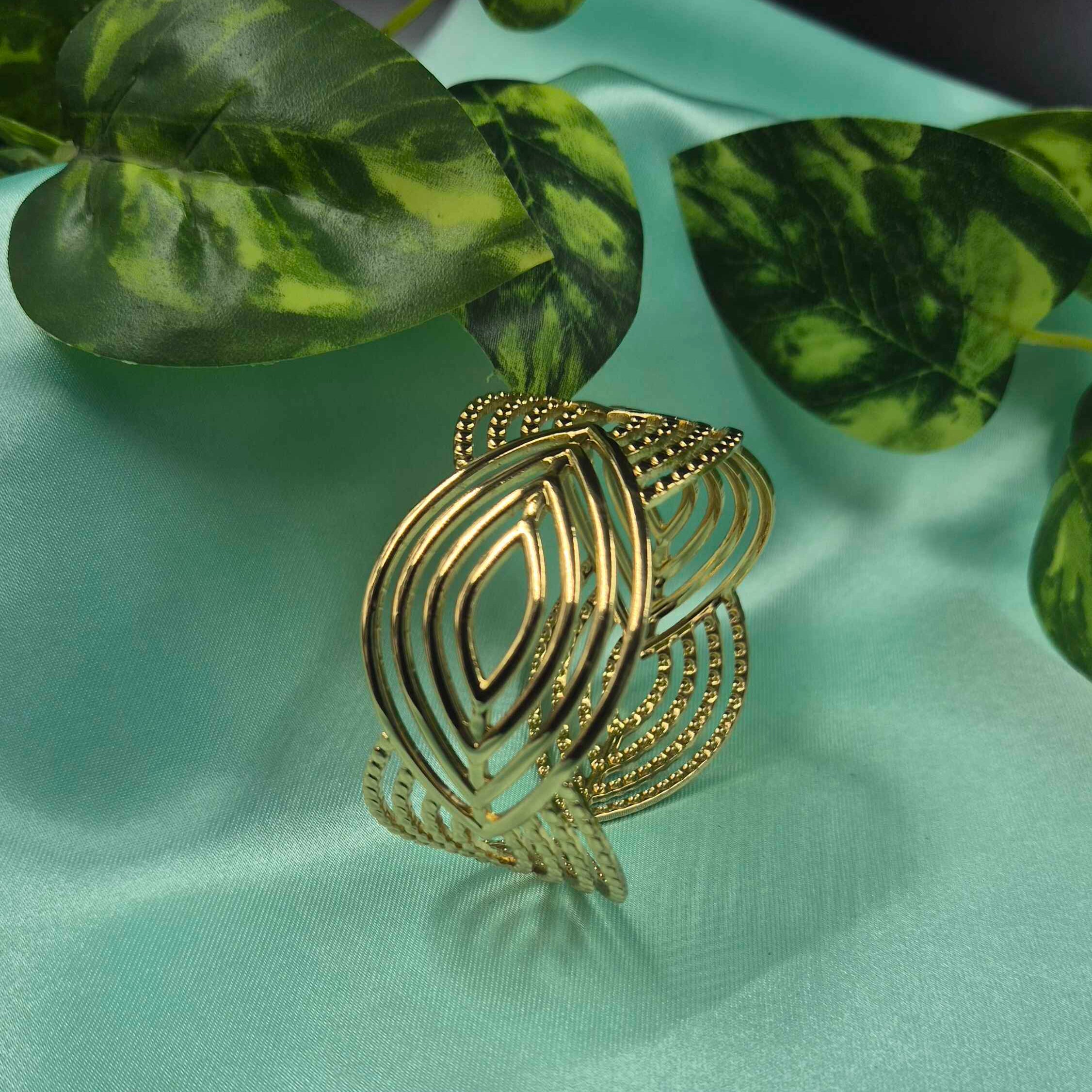 Modern Geometric Gold-Tone adjustable Kada Bangle for Women | Elegant Designer Statement Bracelet