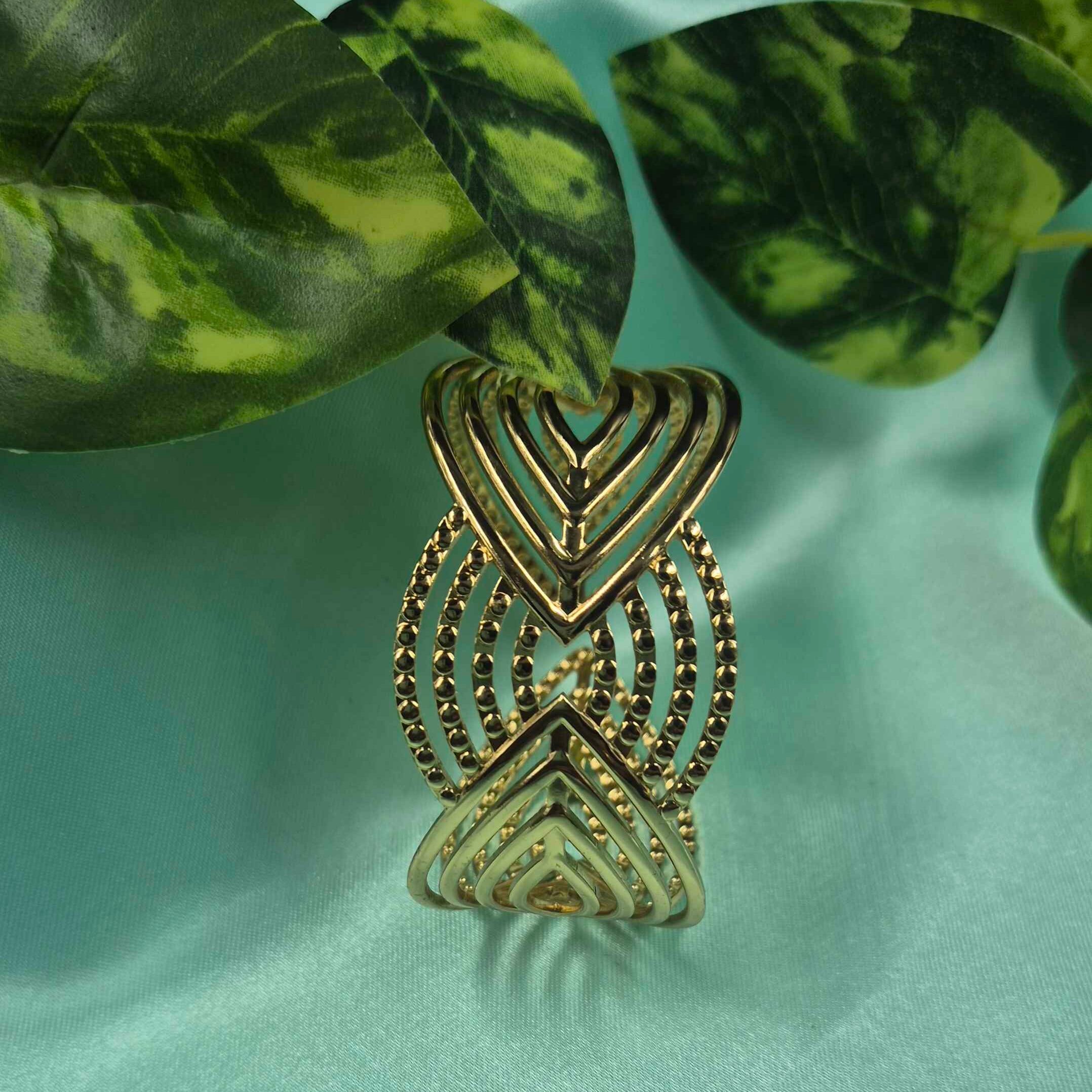 Modern Geometric Gold-Tone adjustable Kada Bangle for Women | Elegant Designer Statement Bracelet