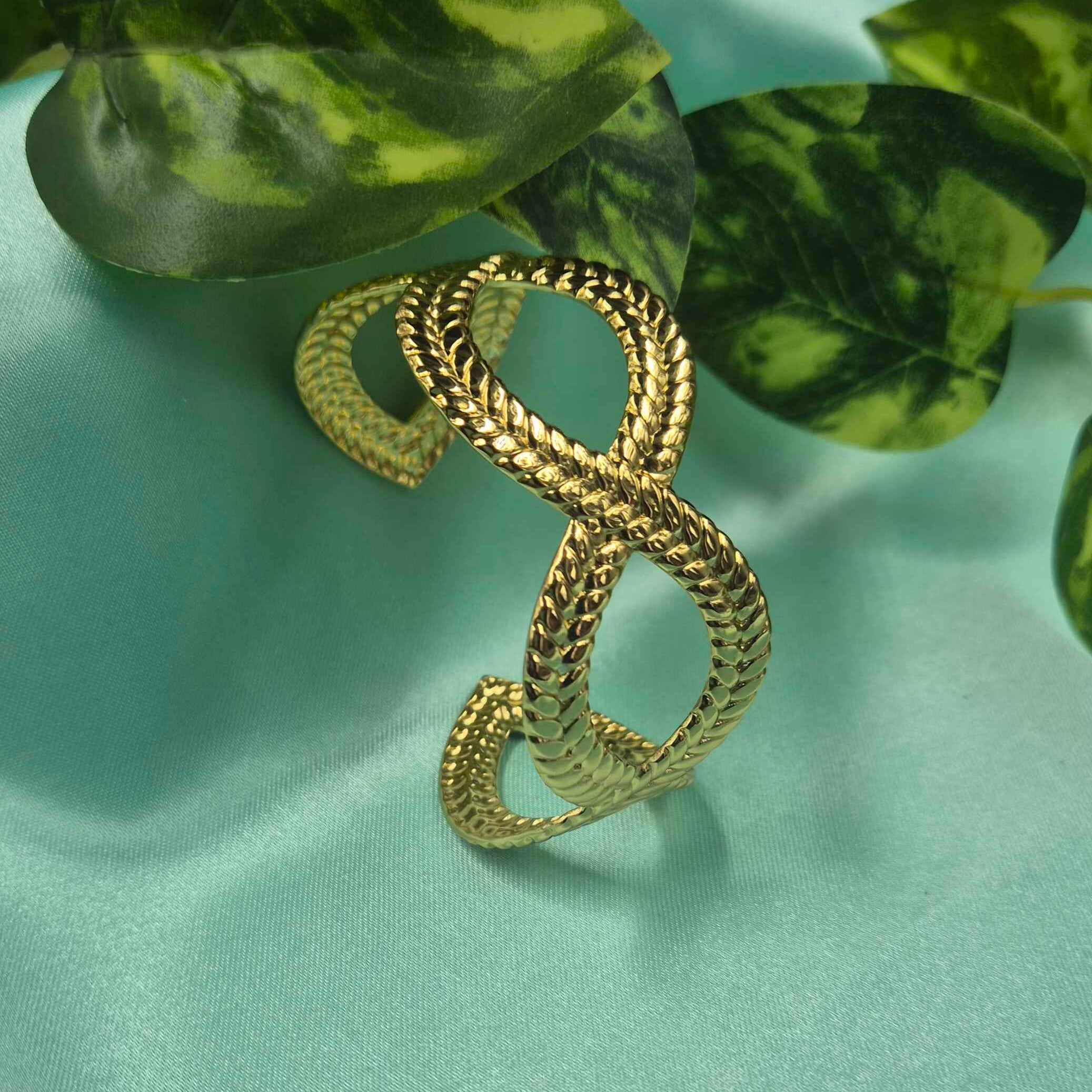 Elegant Twisted Gold-Tone adjustable Kada Bangle for Women | Minimal Designer Statement Bracelet