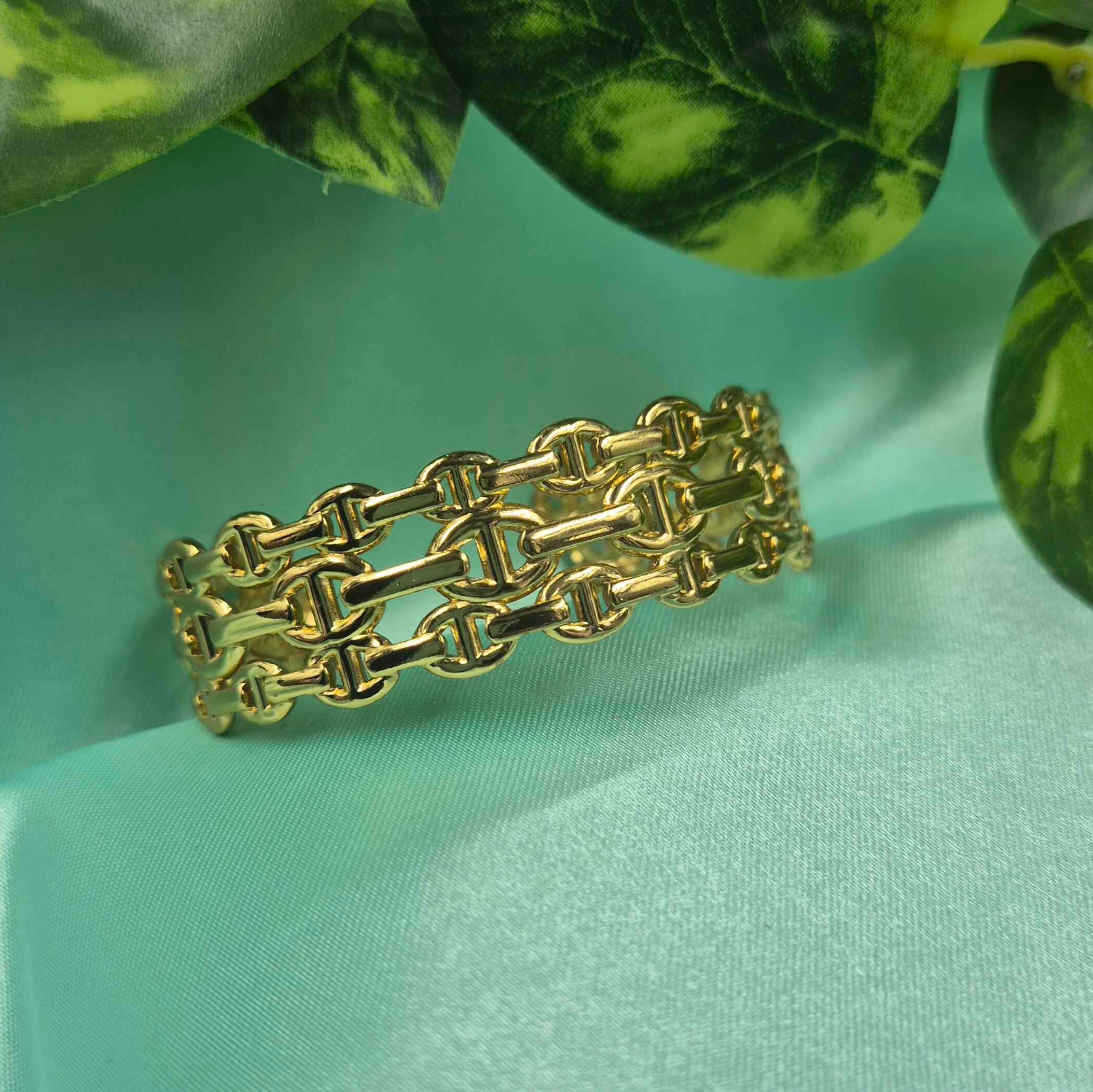 Trendy Gold-Tone Chain Design adjustable Kada Bangle for Women | Stylish Statement Bracelet