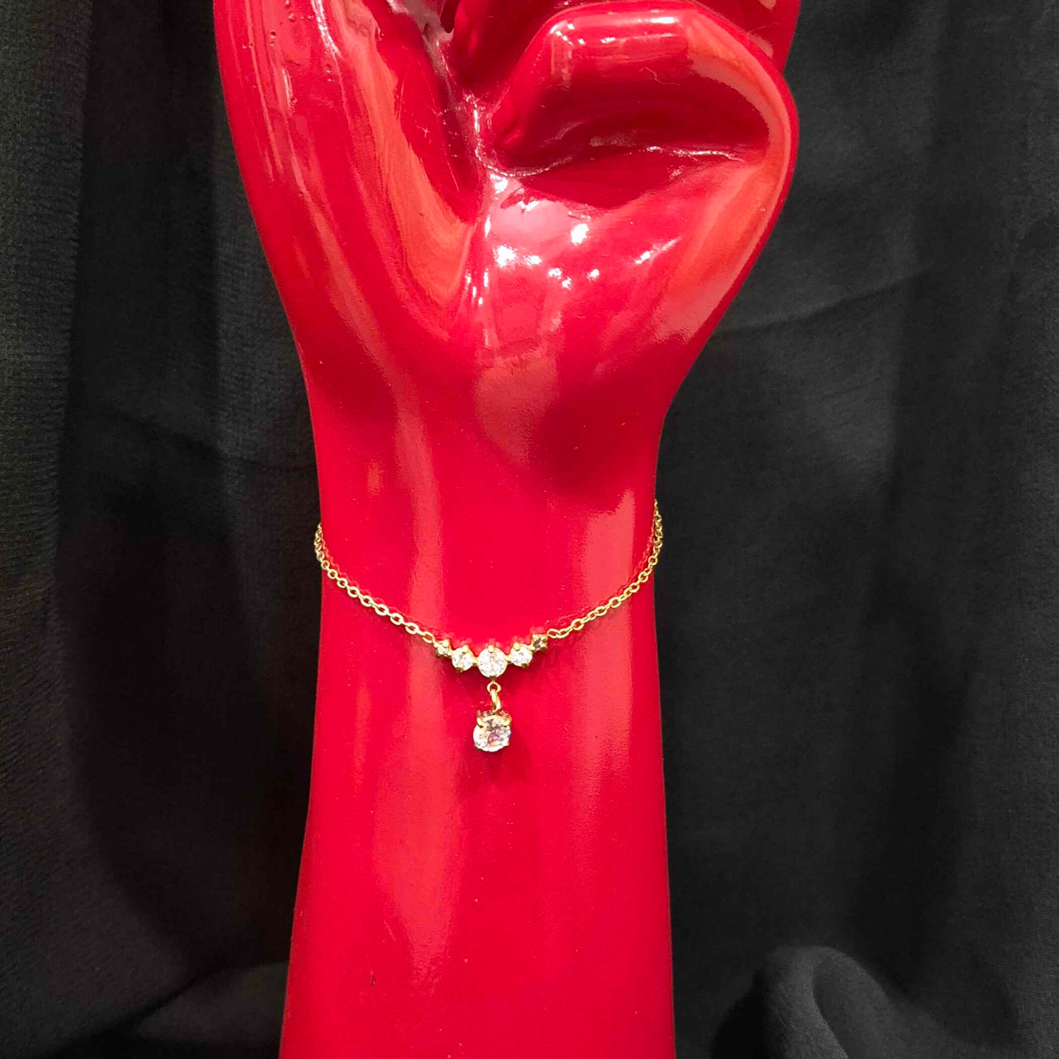 Elegant Gold-Tone Crystal Drop Chain Bracelet for Women