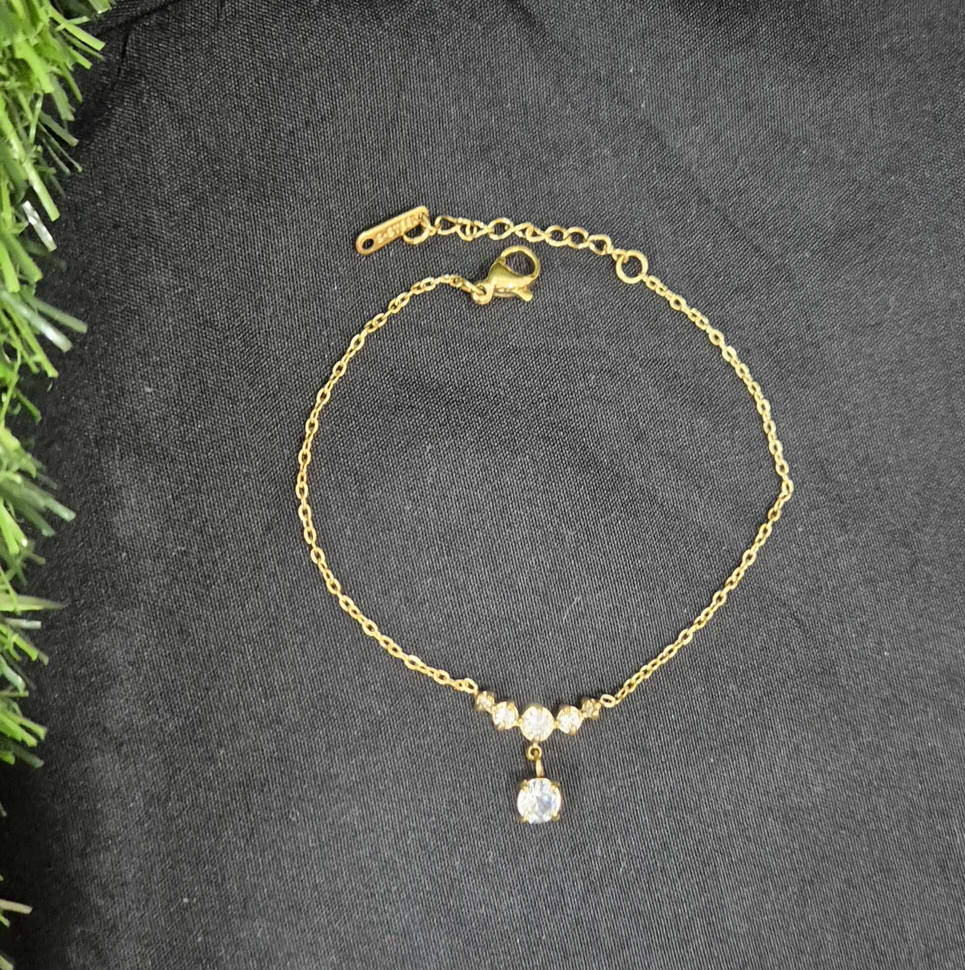 Elegant Gold-Tone Crystal Drop Chain Bracelet for Women
