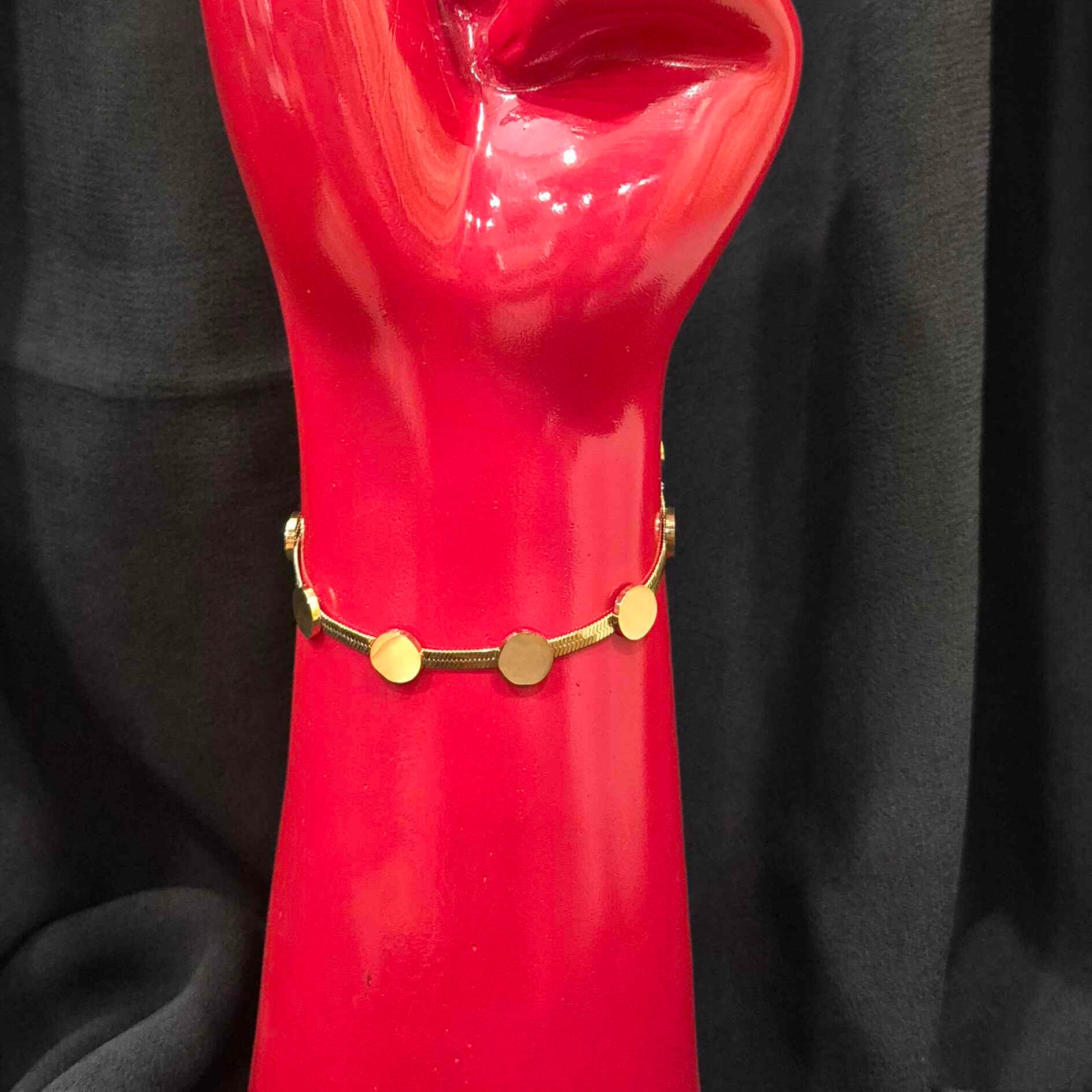 Gold-Tone Disc Charm Chain Bracelet for Women