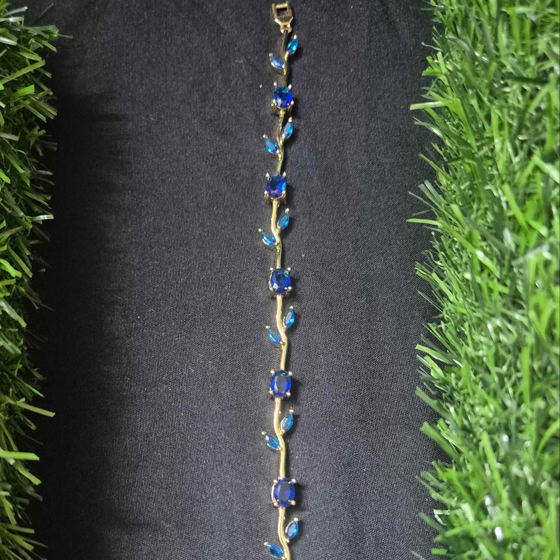 Tulip flower Royal Blue Stone Gold-Plated Bracelet for Women | Elegant Designer Bracelet | Jeys Jewels