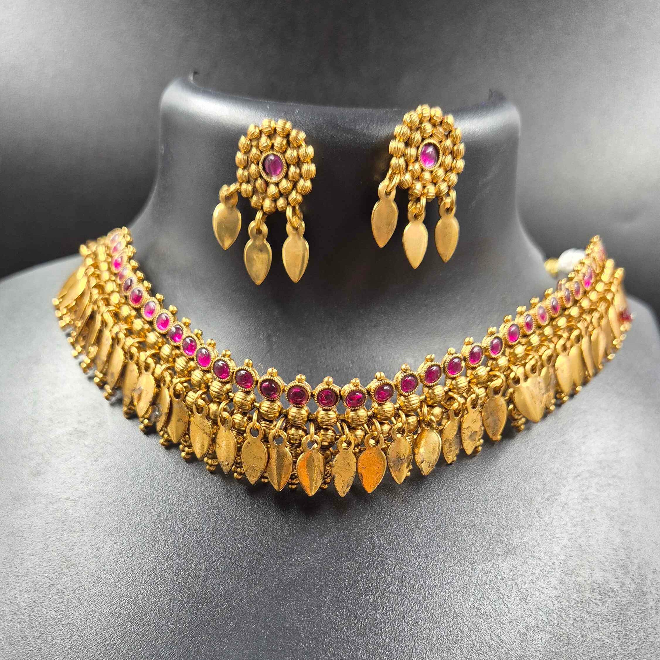Elakkathali with Ruby Stone Choker Necklace Set for Women | Traditional  Kerala jewellery