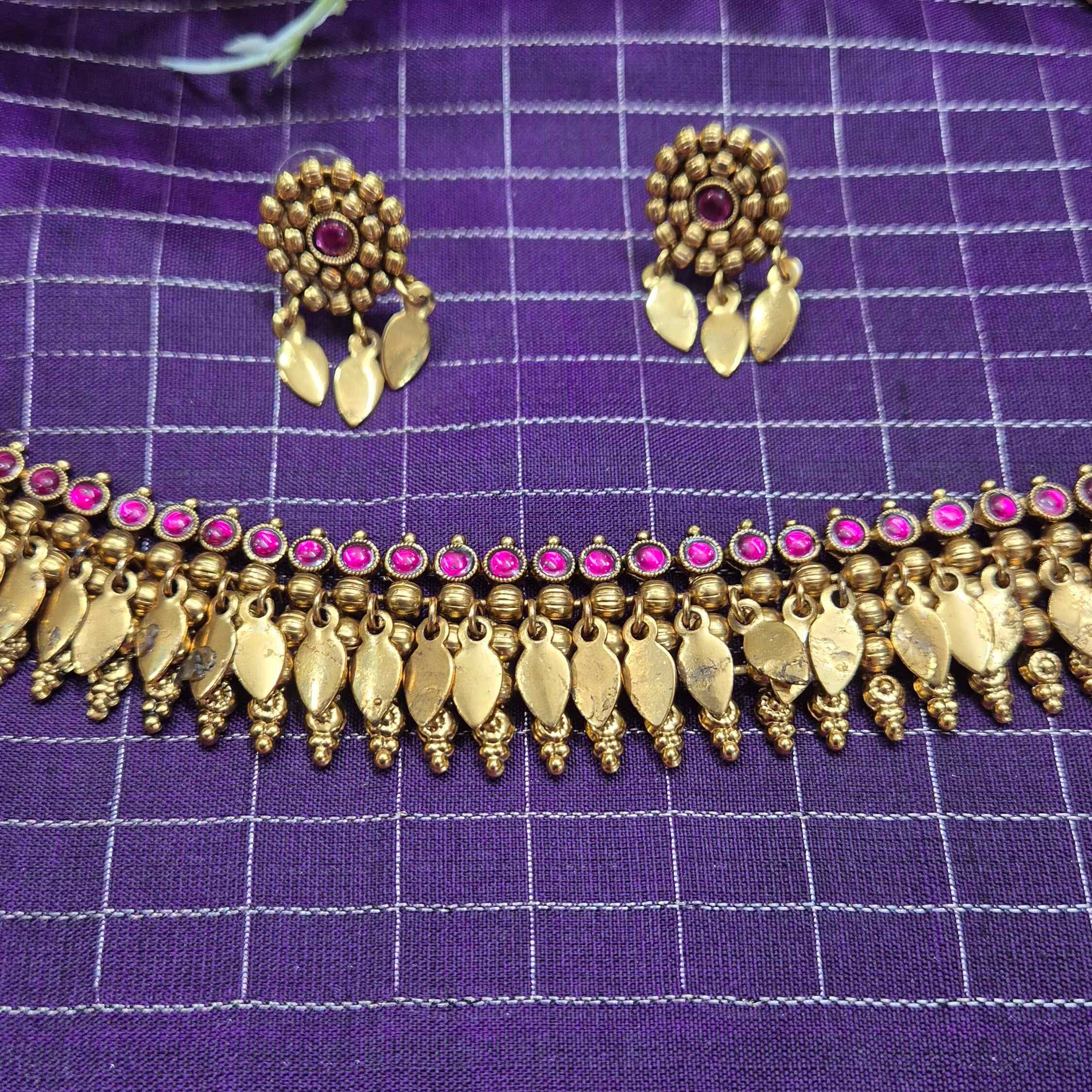 Elakkathali with Ruby Stone Choker Necklace Set for Women | Traditional  Kerala jewellery