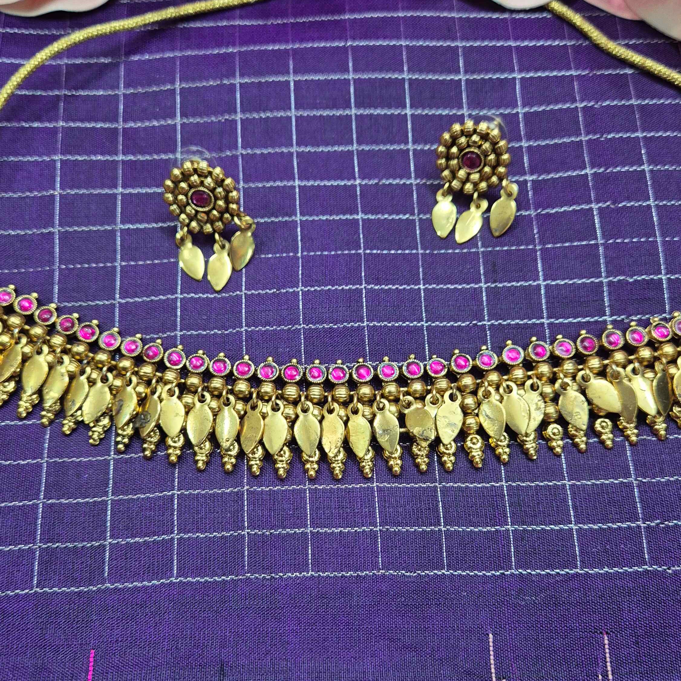 Elakkathali with Ruby Stone Choker Necklace Set for Women | Traditional  Kerala jewellery