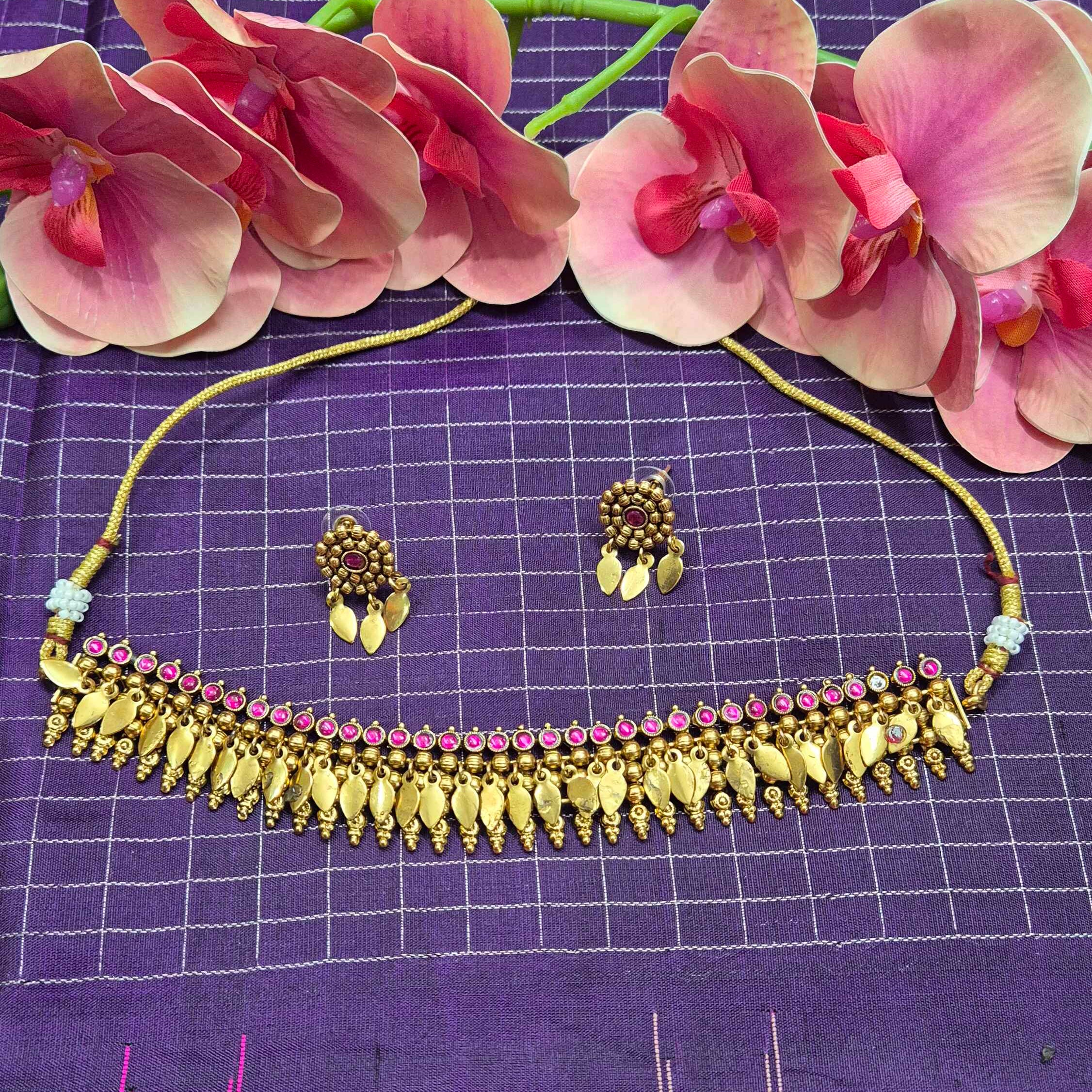 Elakkathali with Ruby Stone Choker Necklace Set for Women | Traditional  Kerala jewellery