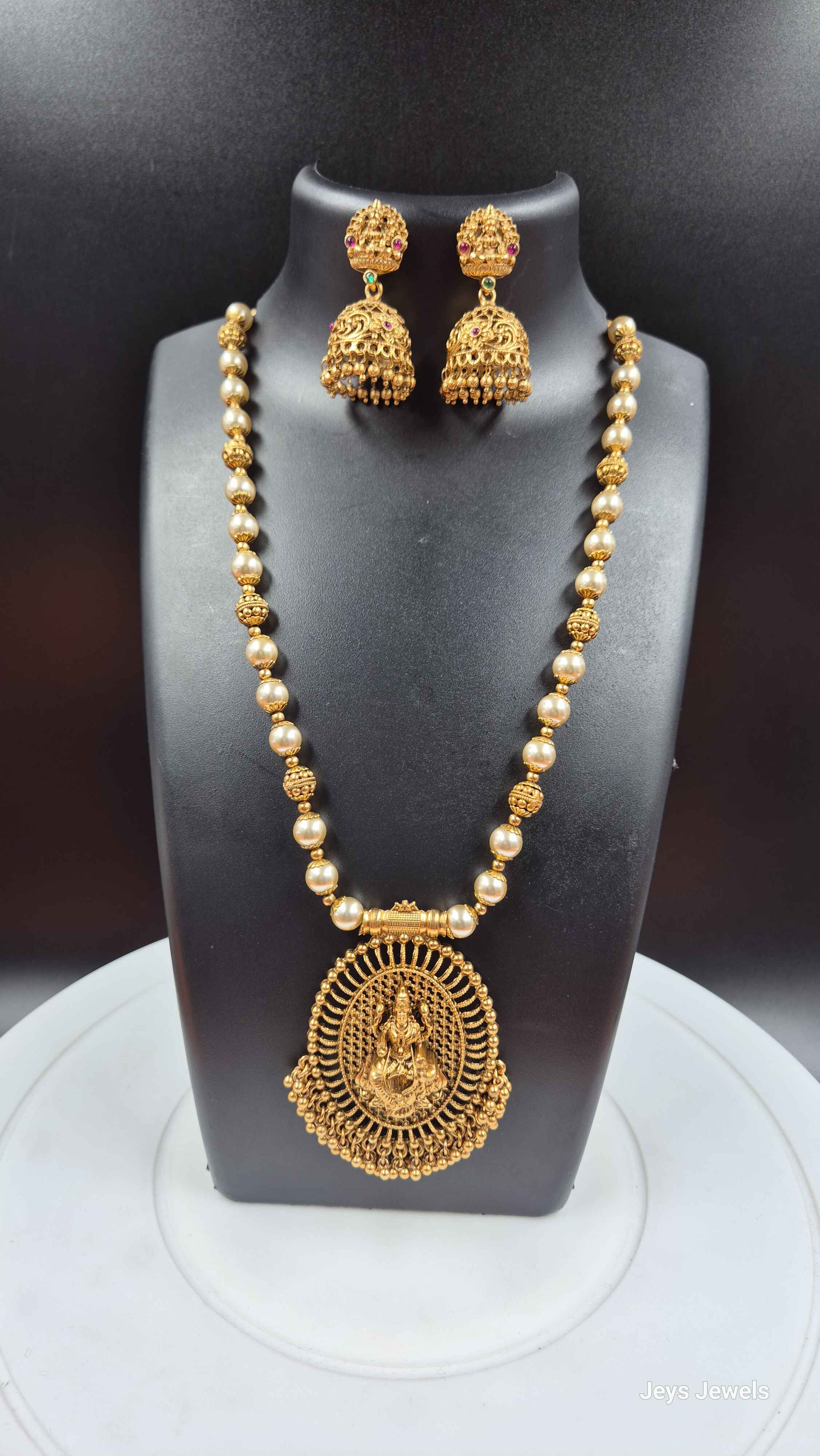 Mahalakshmi Heritage Pearl Haram Set | Traditional Bridal Temple Jewelry