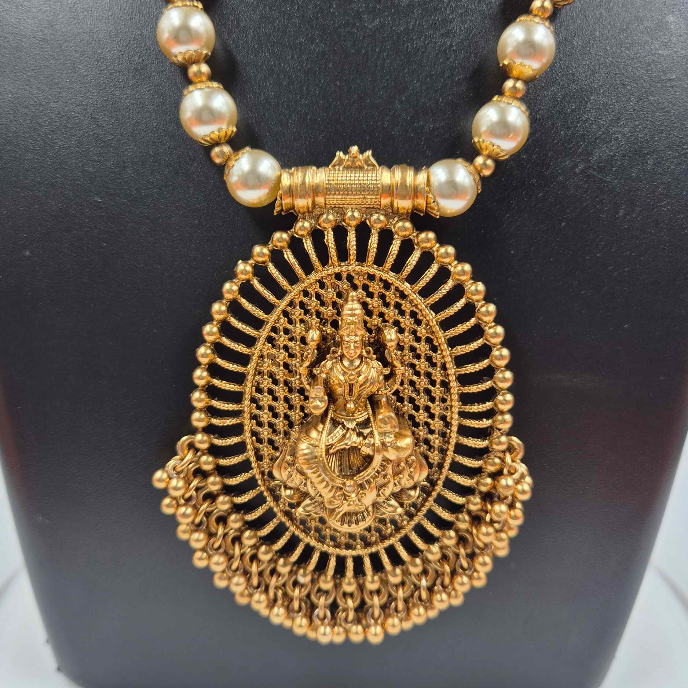 Mahalakshmi Heritage Pearl Haram Set | Traditional Bridal Temple Jewelry