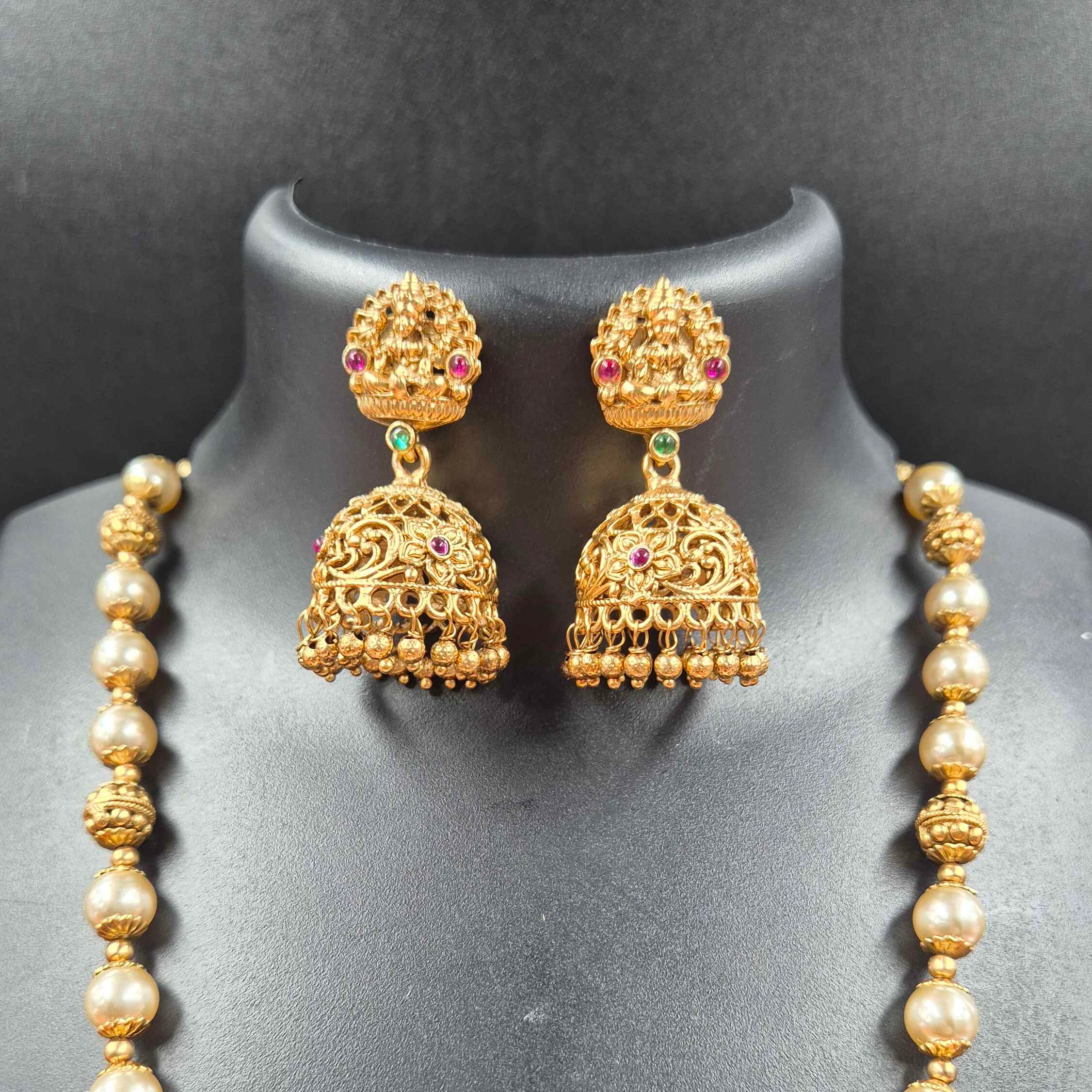 Mahalakshmi Heritage Pearl Haram Set | Traditional Bridal Temple Jewelry