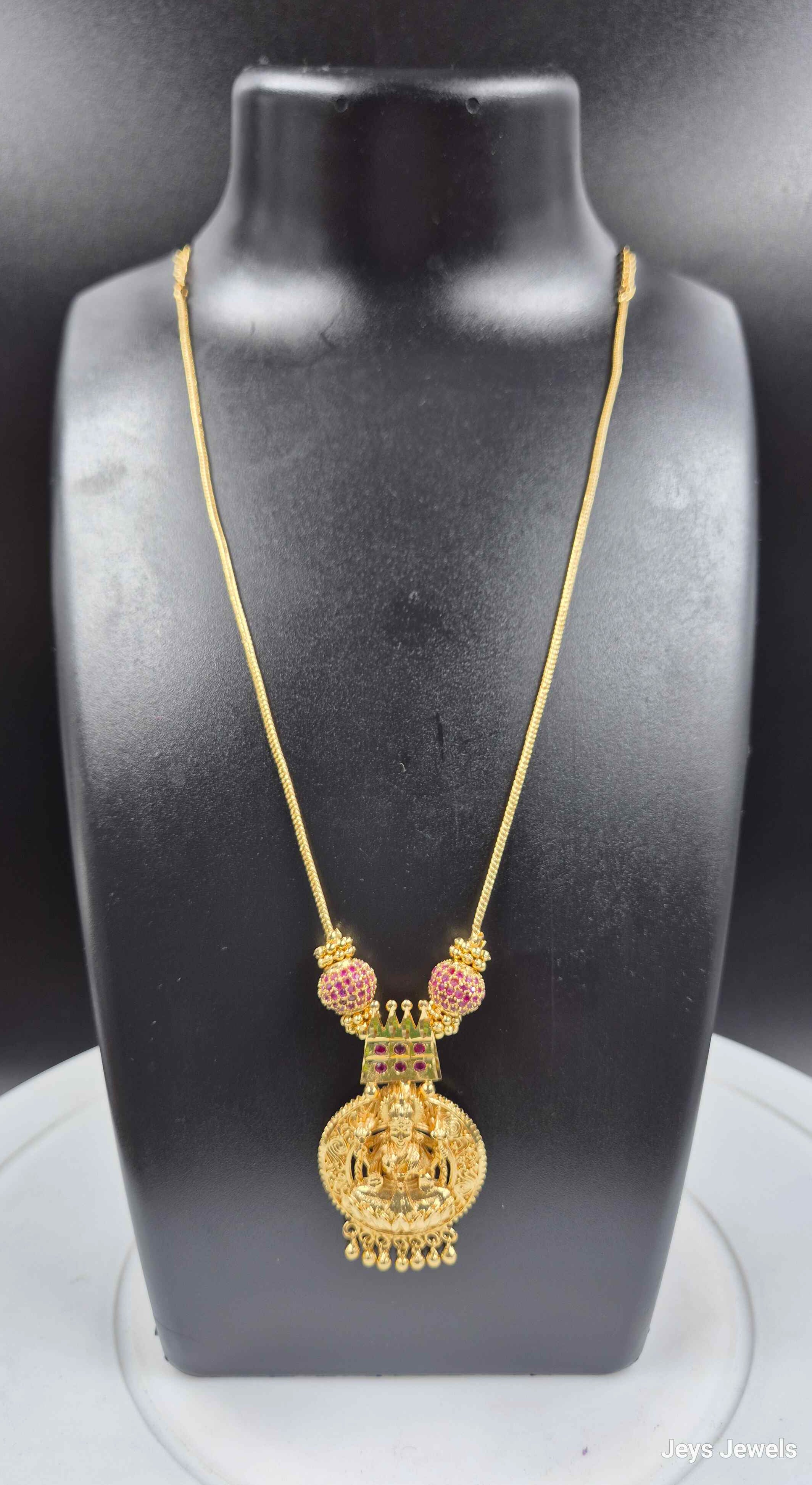 Antique Gold Lakshmi Temple Pendant Necklace for Women