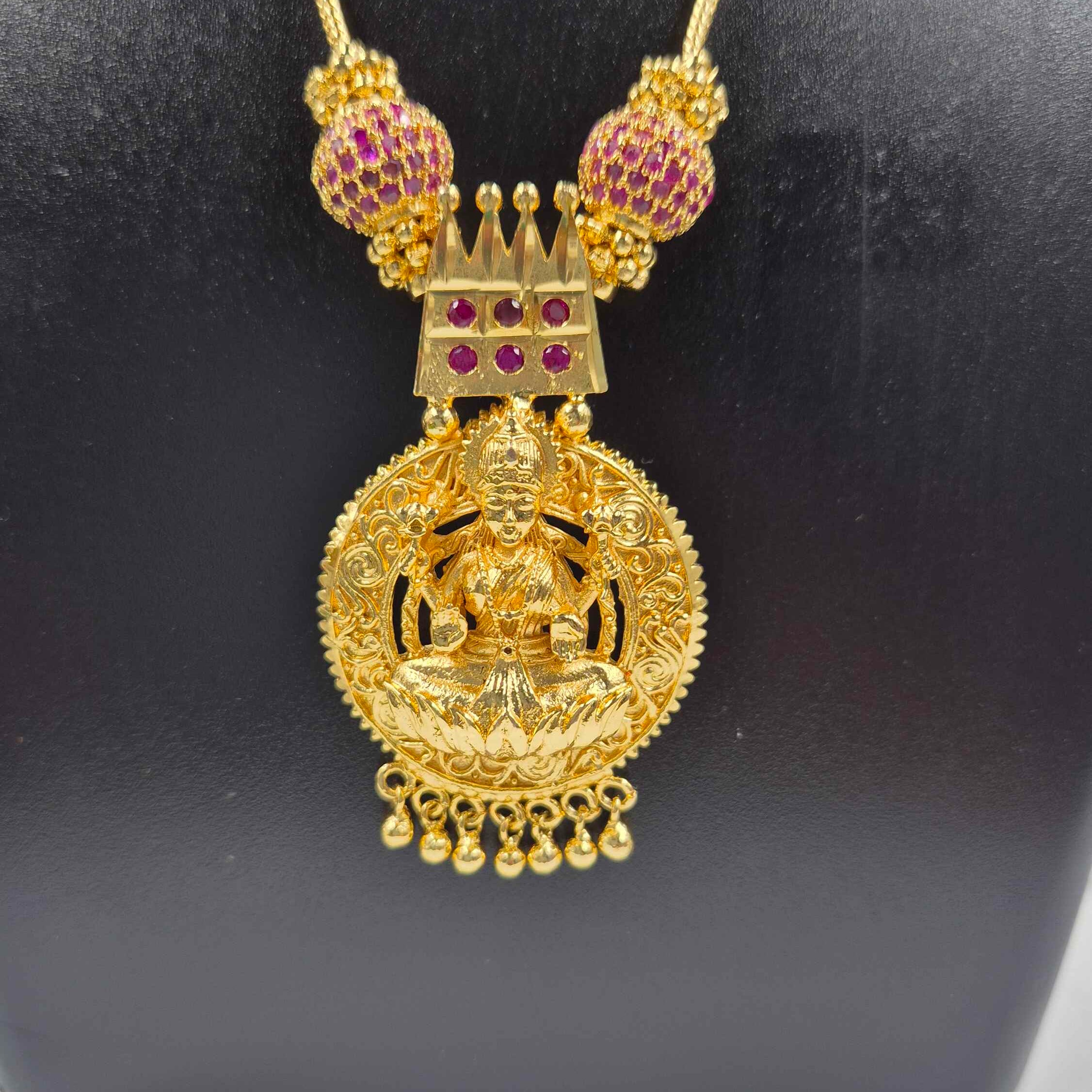 Antique Gold Lakshmi Temple Pendant Necklace for Women