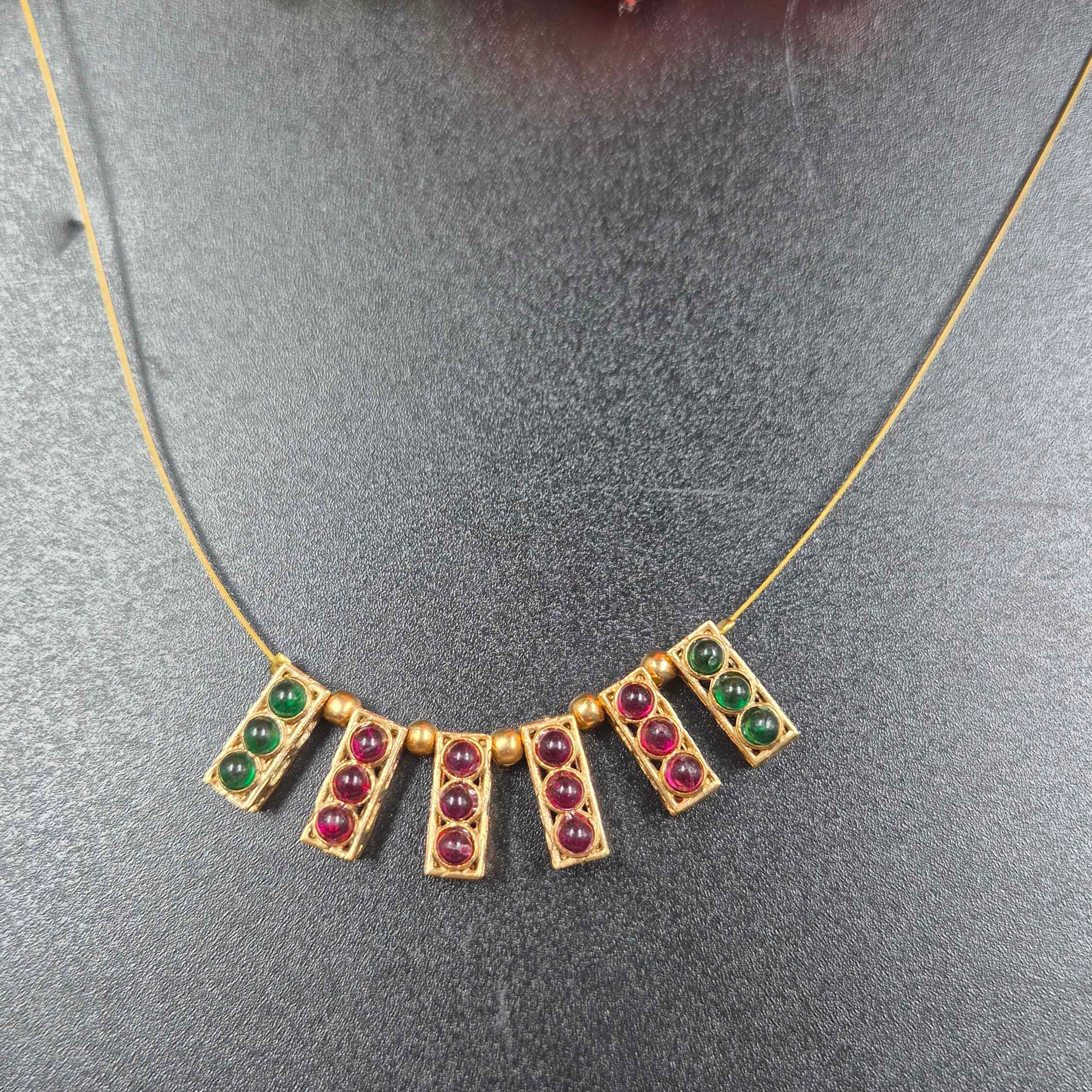 Minimal Ruby Green Stone invisible chain Pendant Necklace