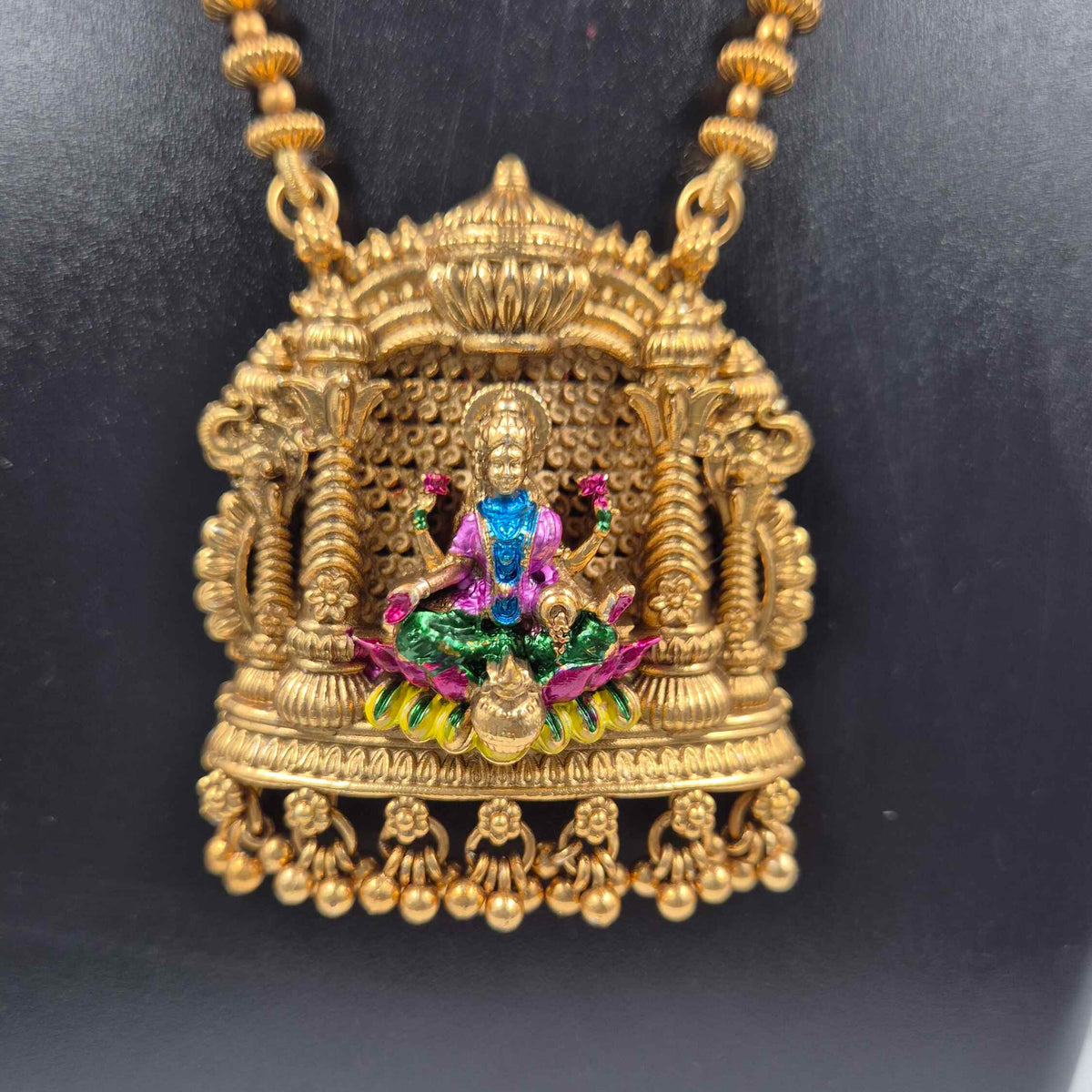 Lakshmi  pendant haram with ball chain
