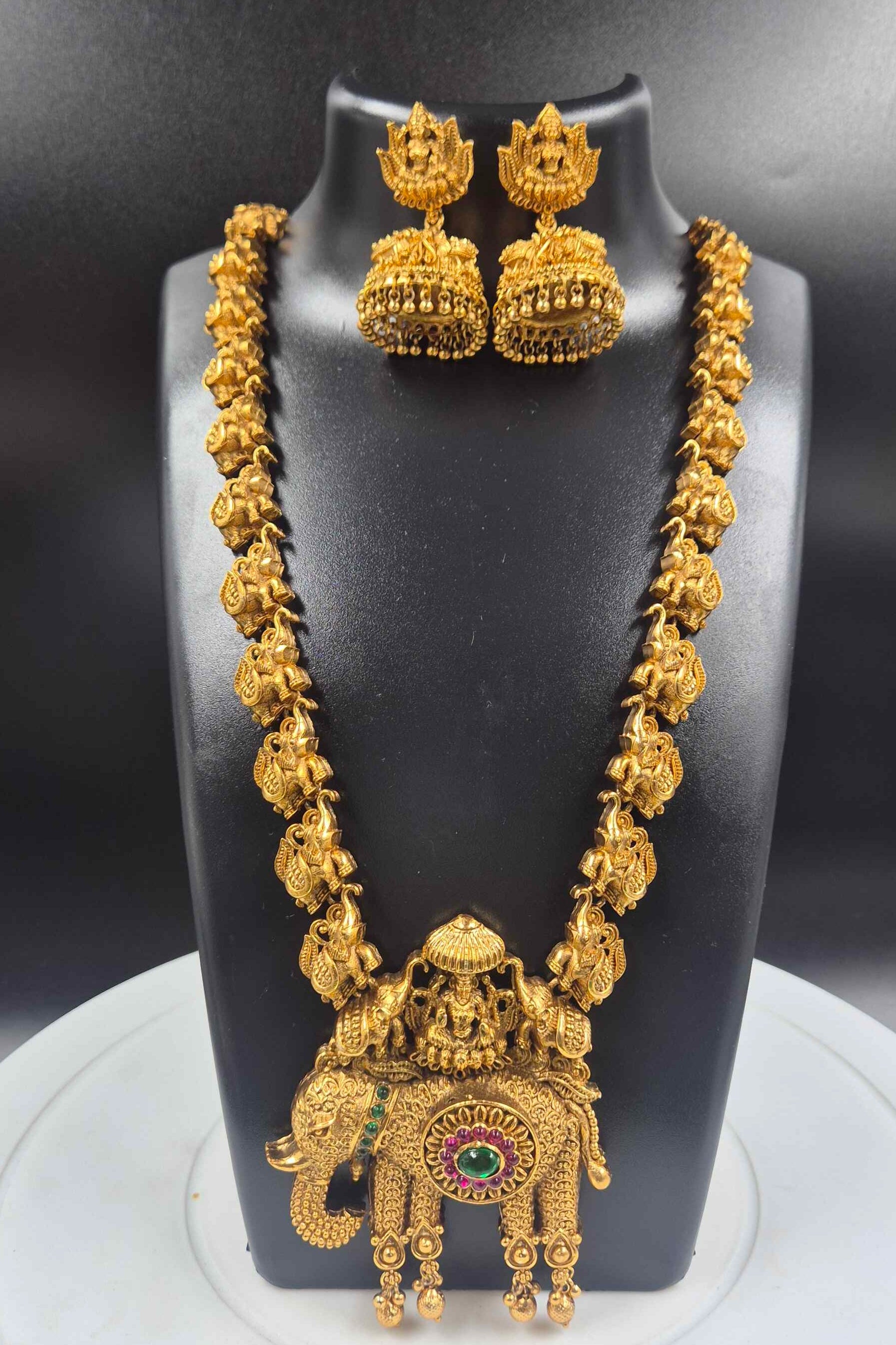 Lakshmi Elephant Temple Necklace Set/Bride and bridesmaid wear