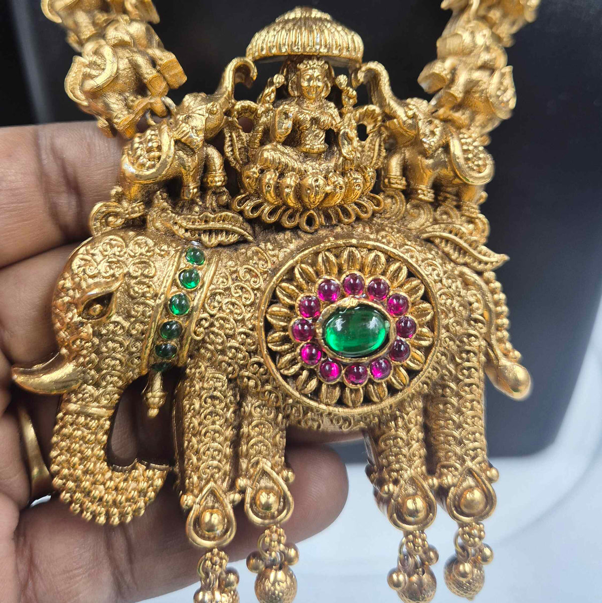 Lakshmi Elephant Temple Necklace Set/Bride and bridesmaid wear