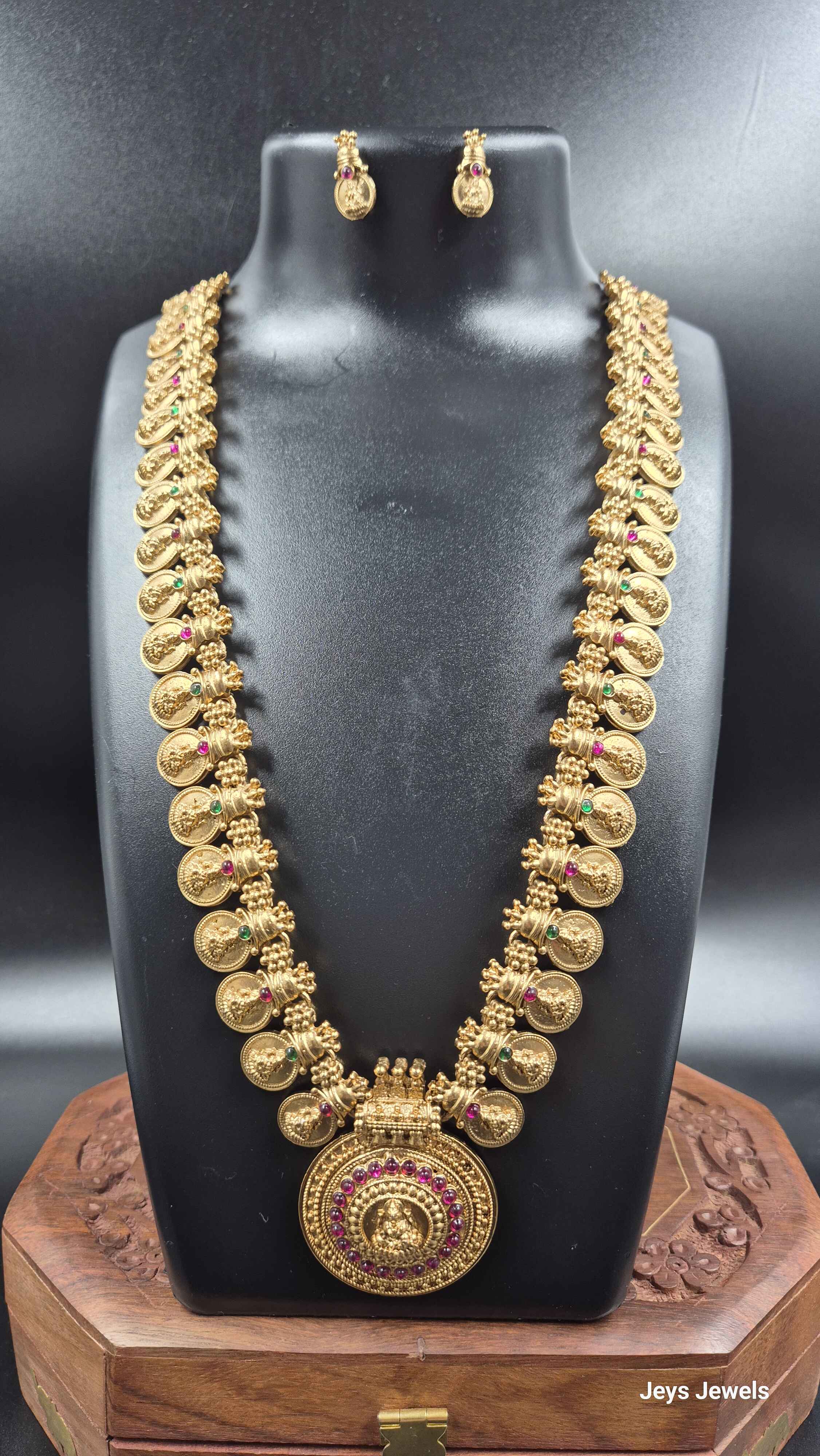 Kerala Kasu Mala haram set with  Lakshmi Pendant | Temple Jewellery