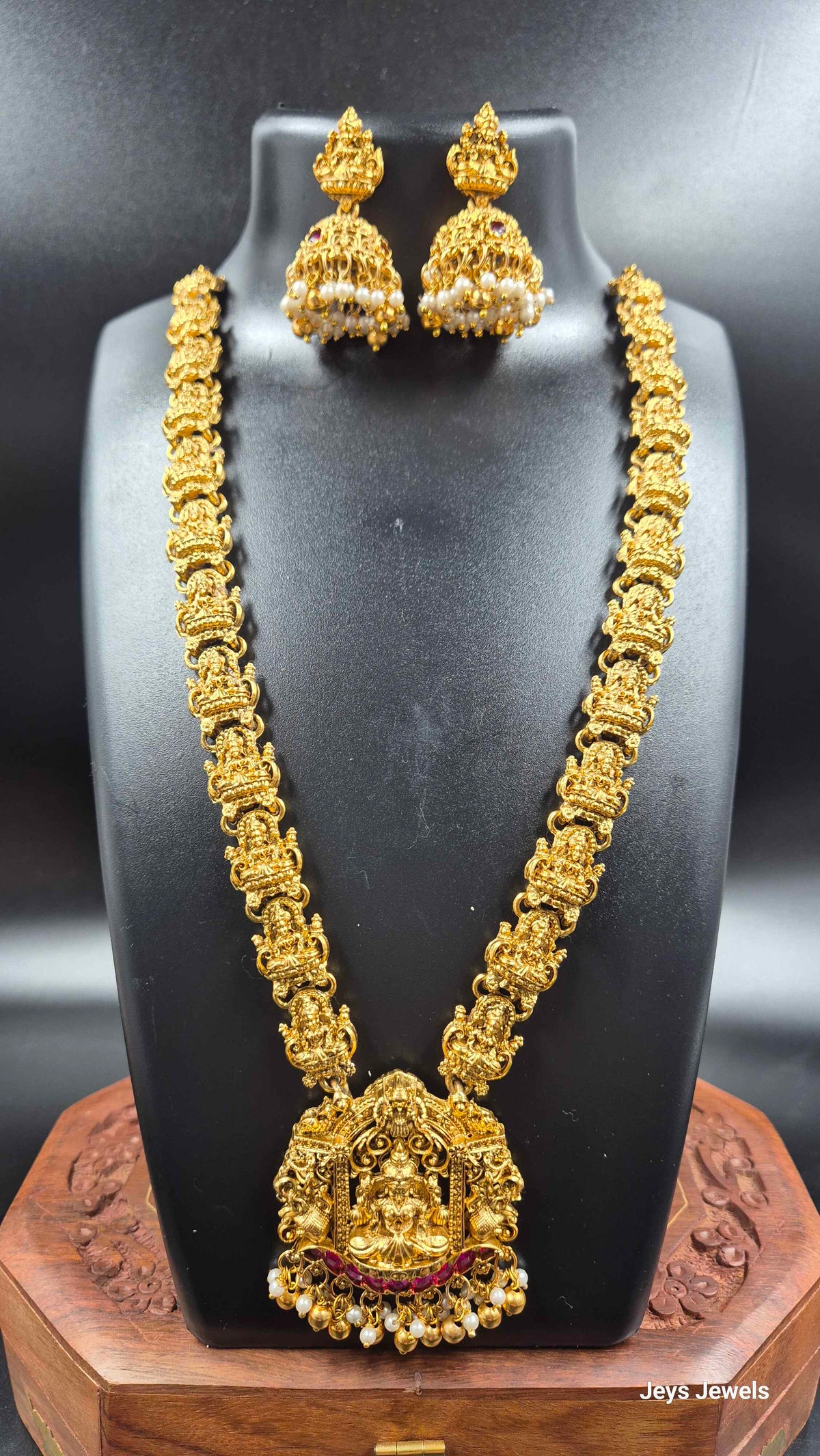 Grand Lakshmi Temple Necklace Set | Traditional Gold Finish Jewellery